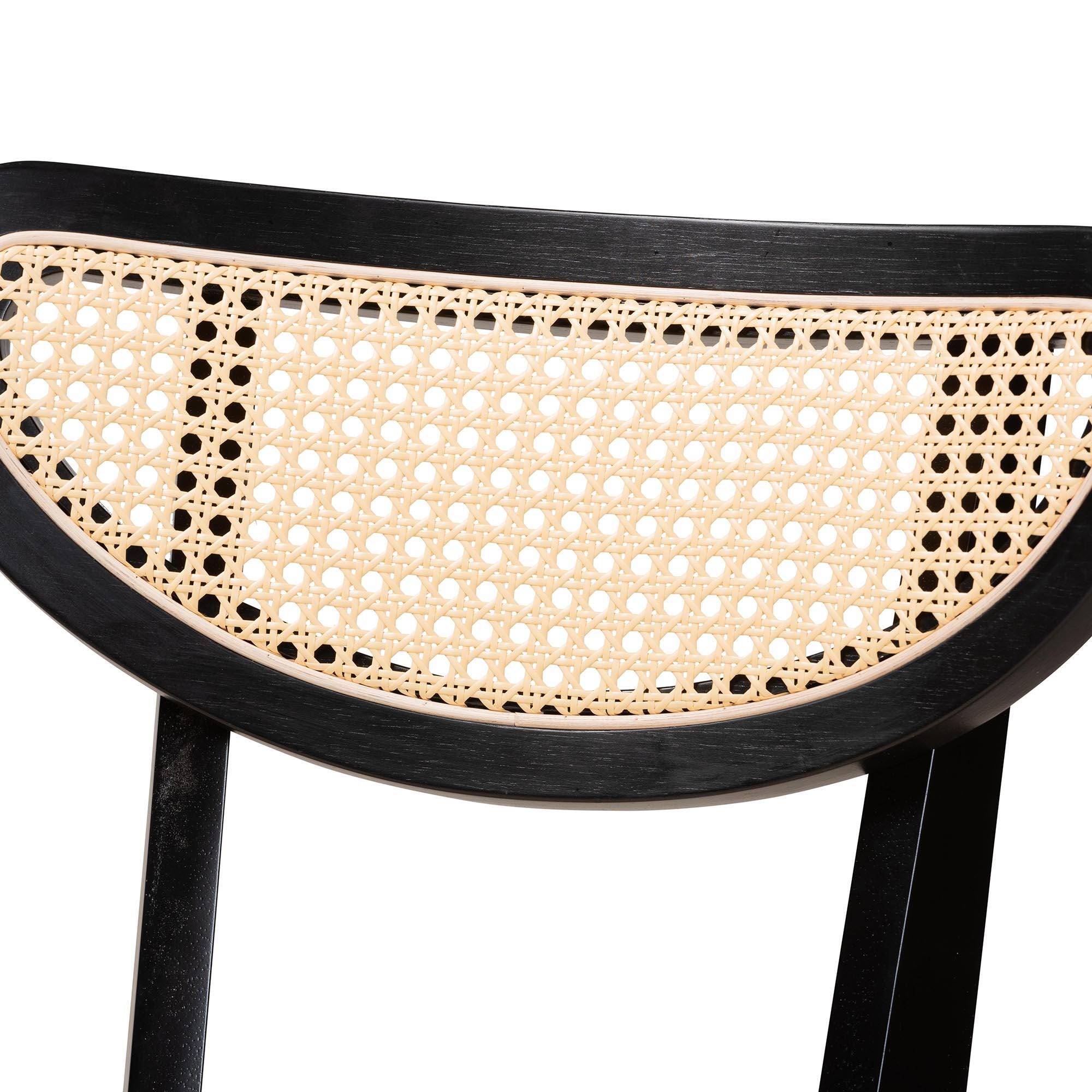 Baxton Studio Dannell Dining Table and 4 Crescent backrest Chairs, Cream/Black, large