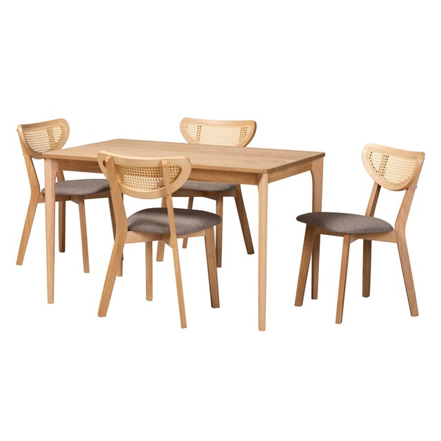 Baxton Studio Dannell Dining Table and 4 Crescent backrest Chairs