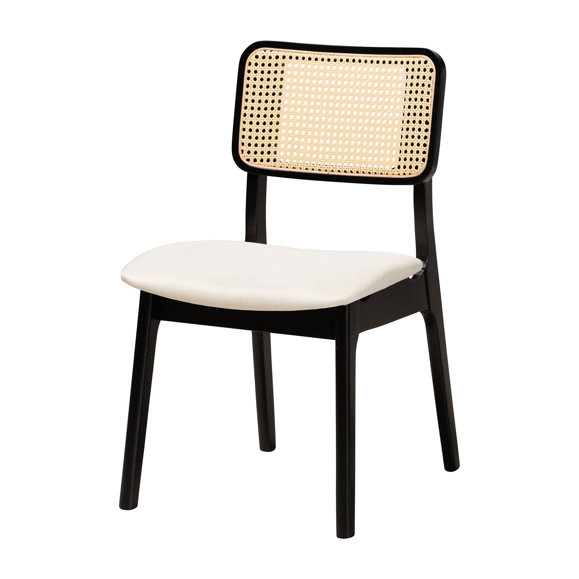 Baxton Studio Dannon Dining Table and 4 Chairs, Cream/Black, large