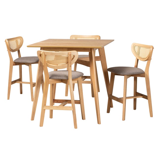 Baxton Studio Dannell Counter Height Dining Table and 4 Bar Stools