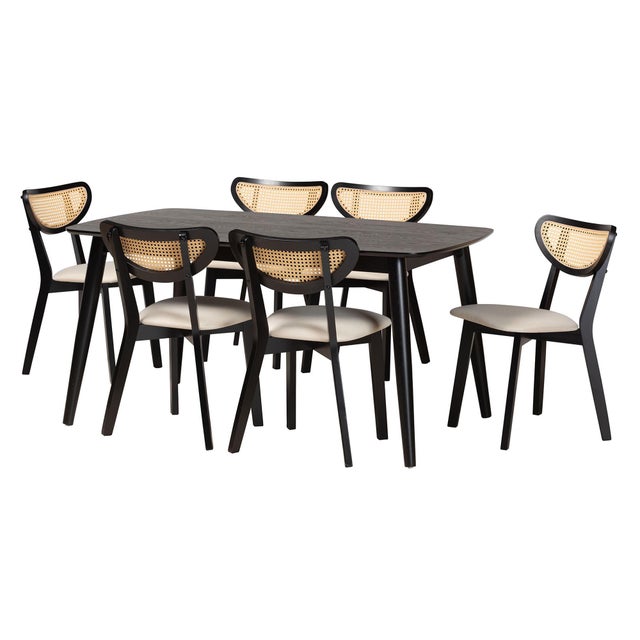 Baxton Studio Dannell Dining Table and 6 Chairs