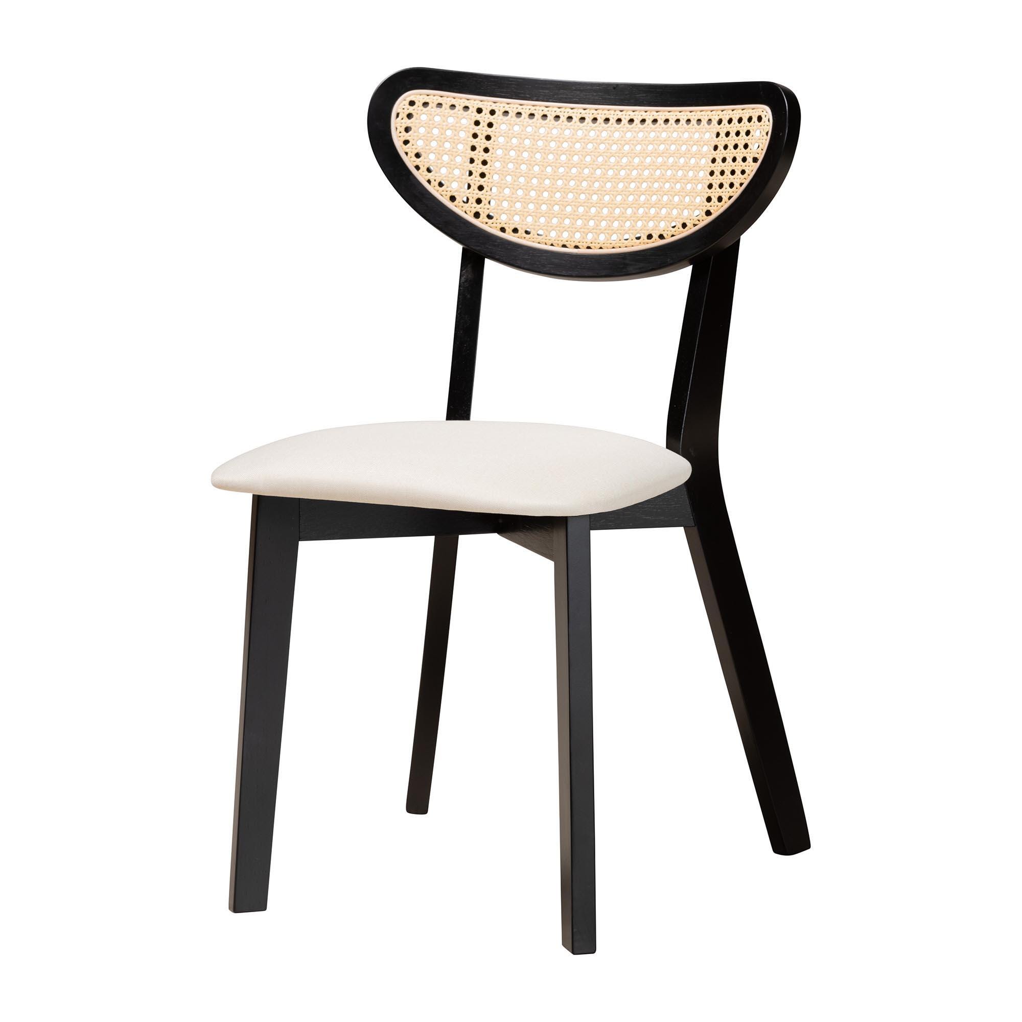 Baxton Studio Dannell Dining Table and 6 Chairs, Cream/Black, large