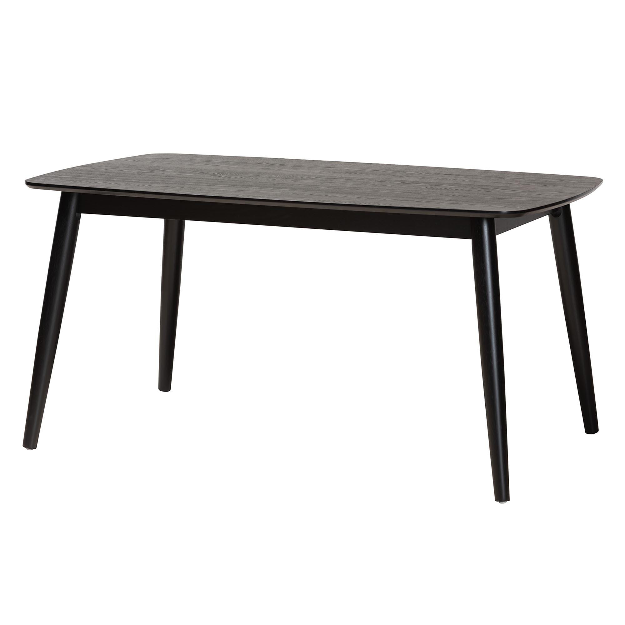 Baxton Studio Dannell Dining Table and 6 Chairs, Cream/Black, large