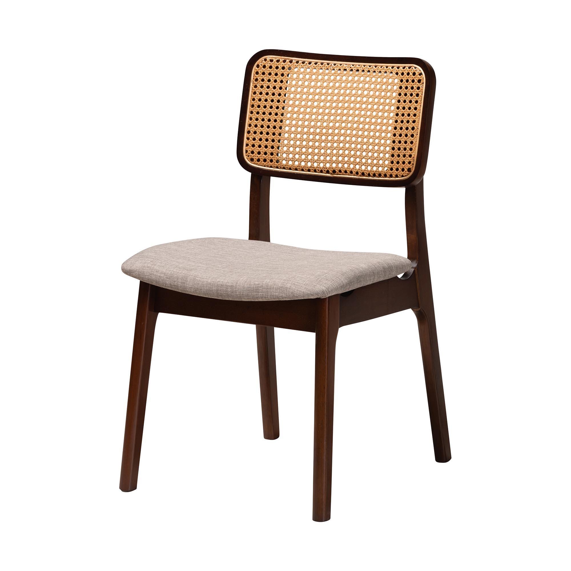 Baxton Studio Dannon Dining Table and 6 Chairs, Gray/Walnut Brown, large