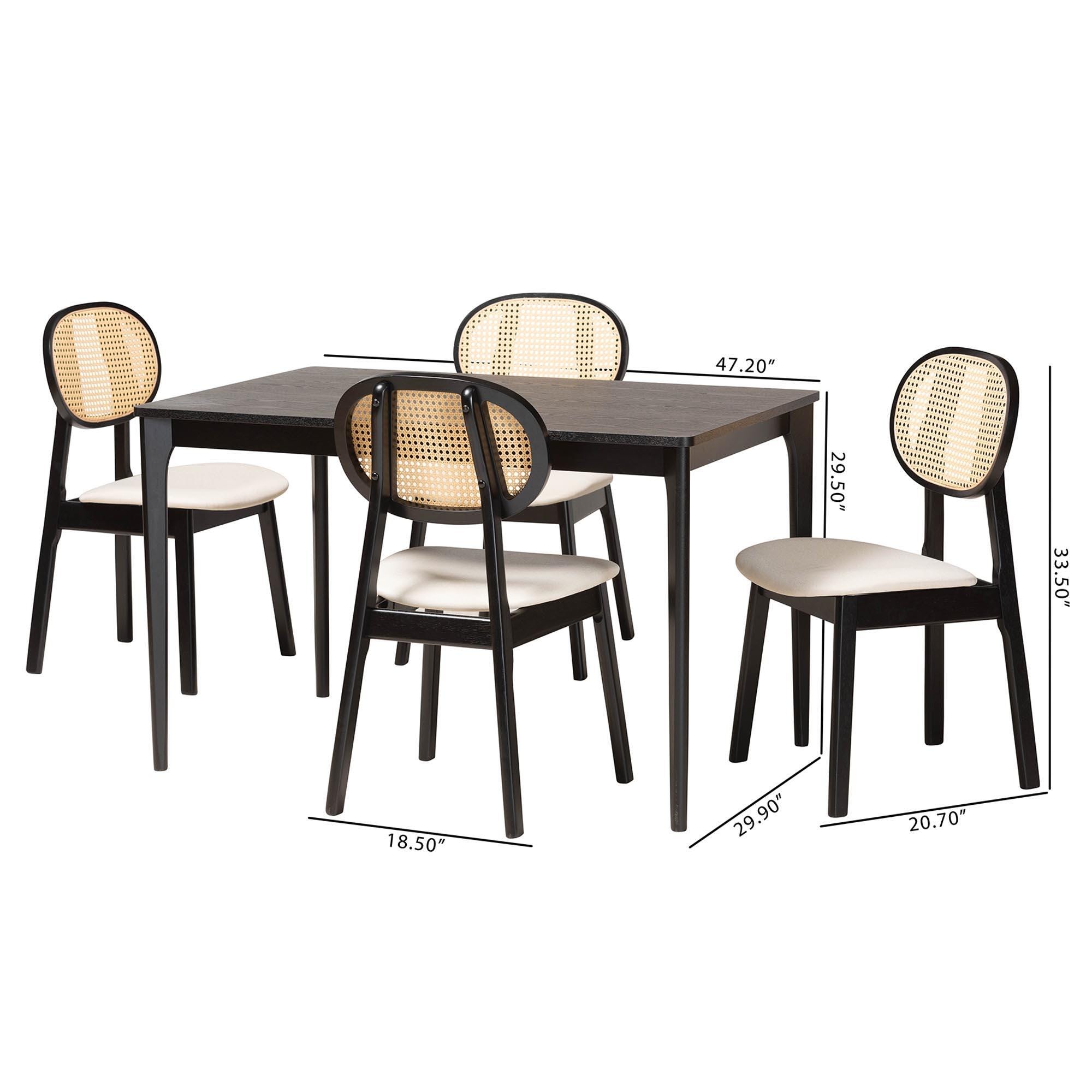 Baxton Studio Darrion Dining Table and 4 Chairs, , large