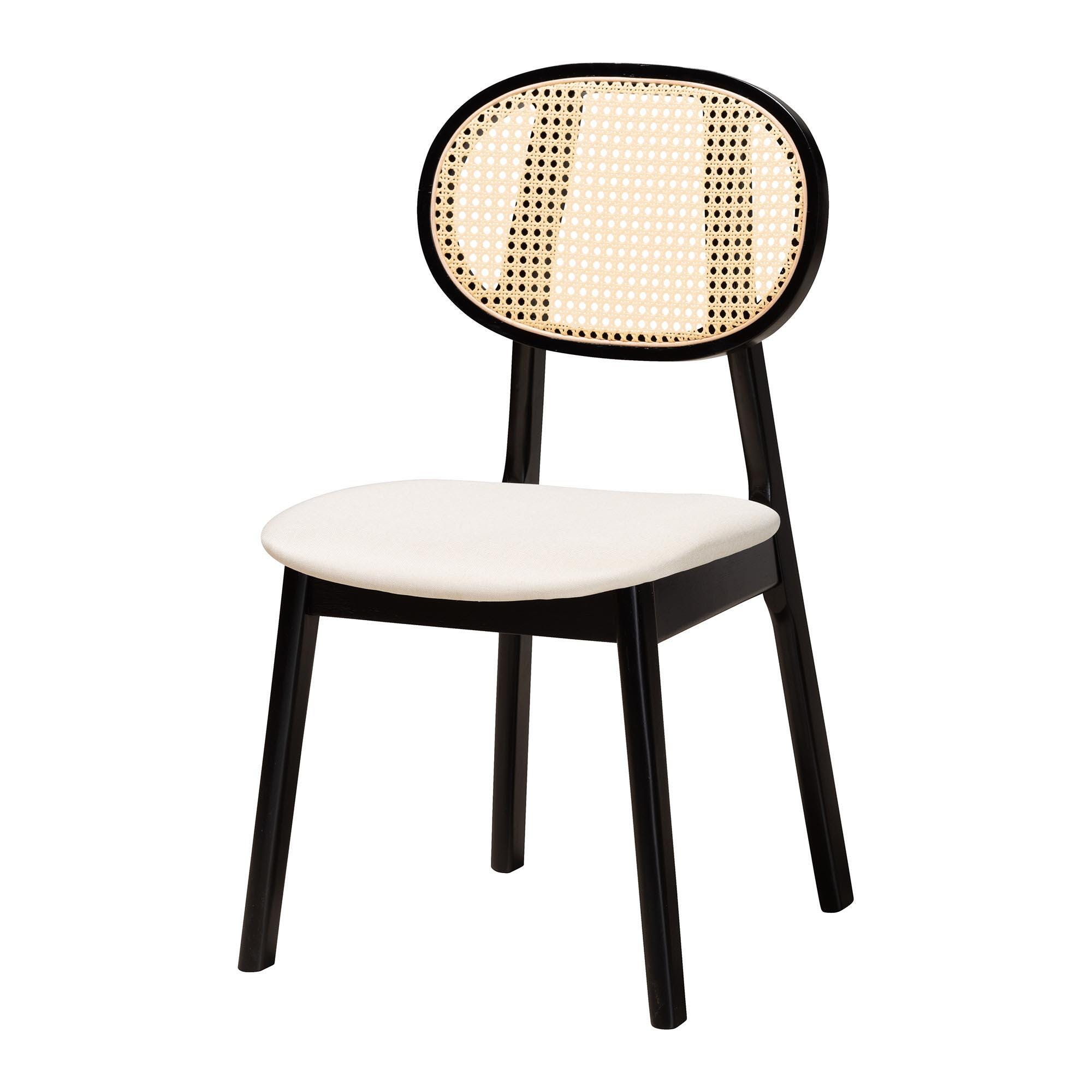 Baxton Studio Darrion Dining Table and 6 Chairs, Cream/Black, large