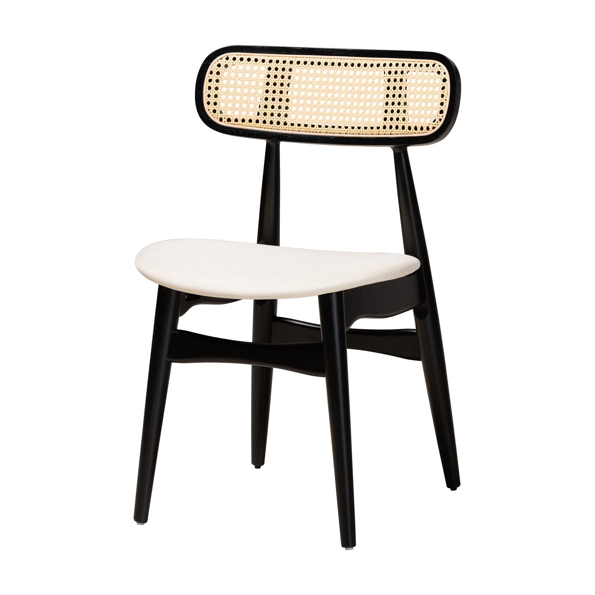 Baxton Studio Tarana Dining Table and 4 Chairs, Cream/Black, large