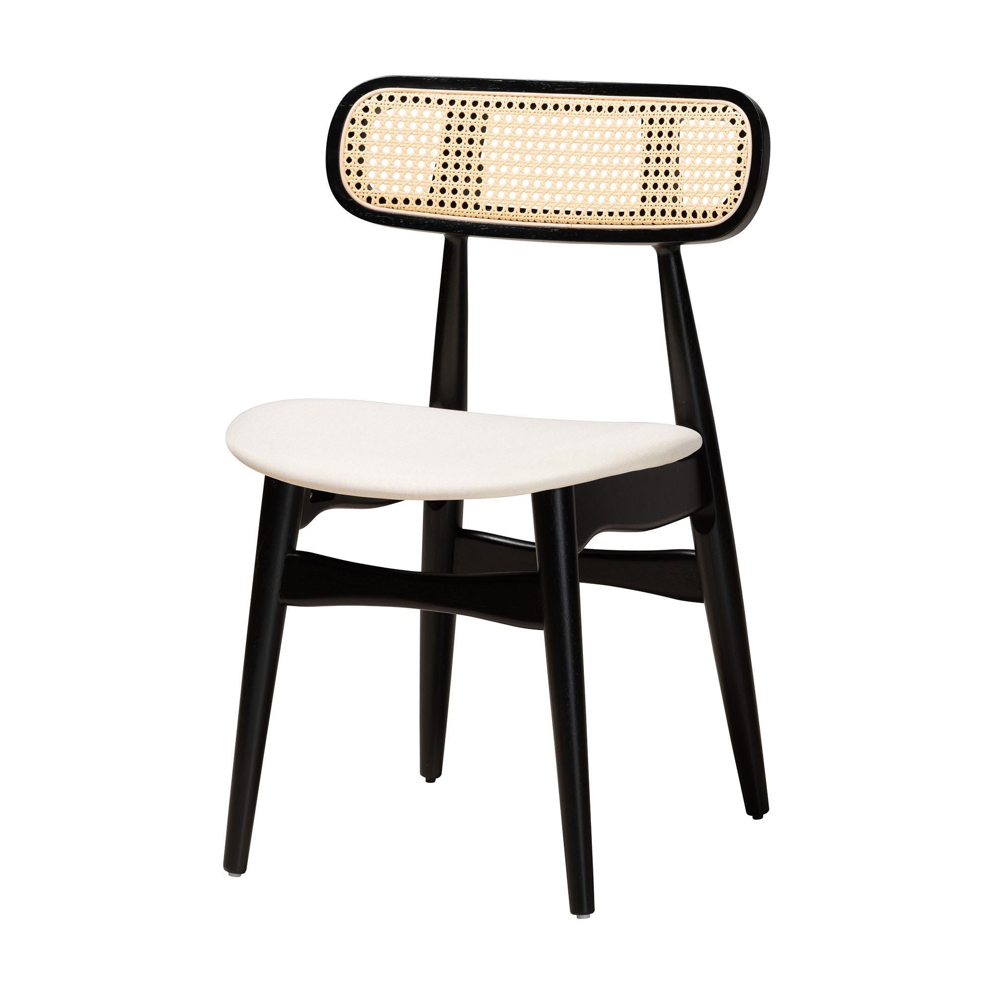 Baxton Studio Tarana Dining Table and 6 Chairs, Cream/Black, large