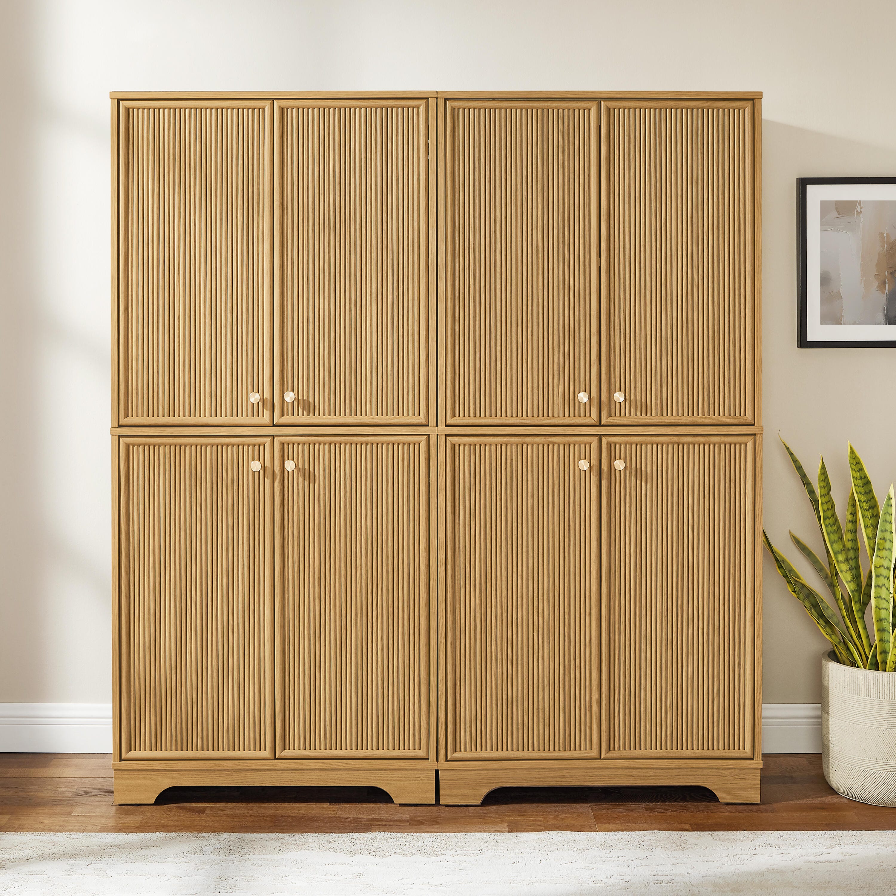 Crosley Furniture Naomi 2-Piece Pantry Set, White Oak, large