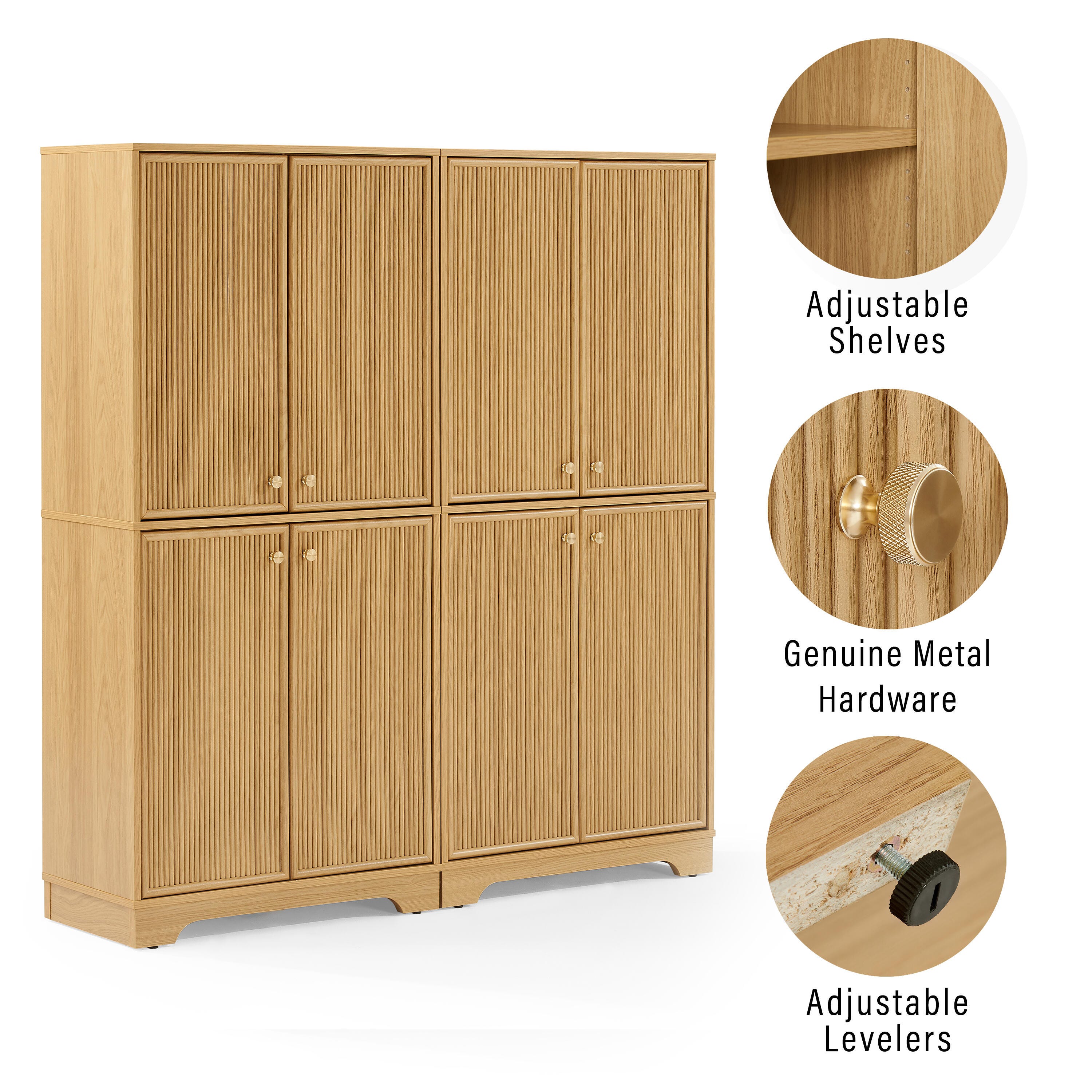 Crosley Furniture Naomi 2-Piece Pantry Set, White Oak, large