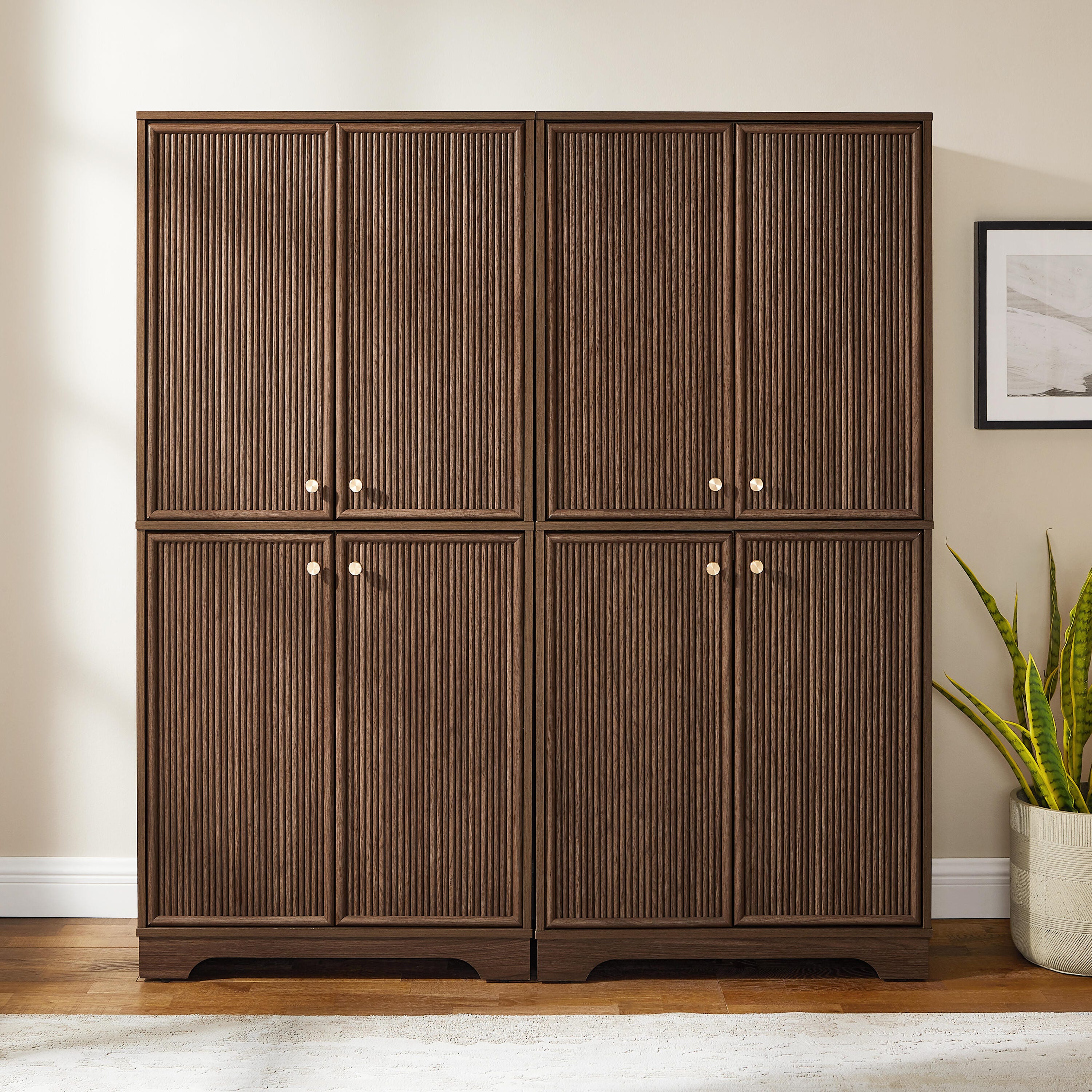 Crosley Furniture Naomi 2-Piece Pantry Set, Walnut, large