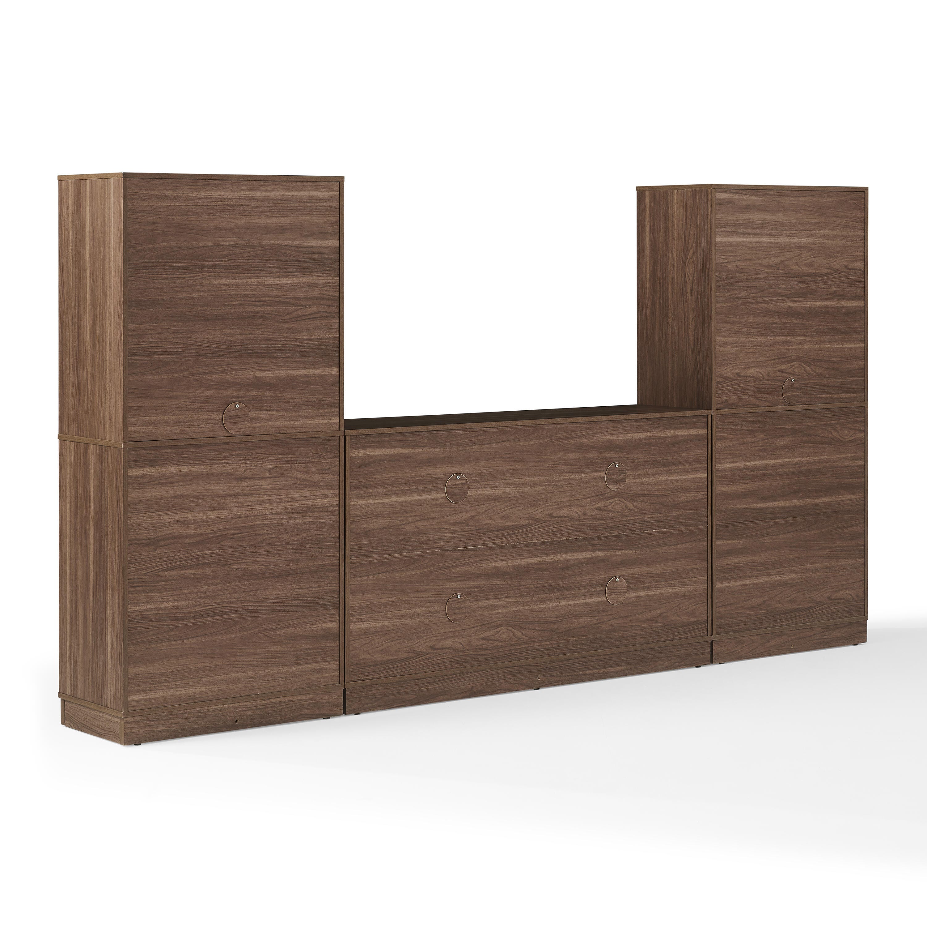 Crosley Furniture Naomi 3-Piece Sideboard And Pantry Set, Walnut, large