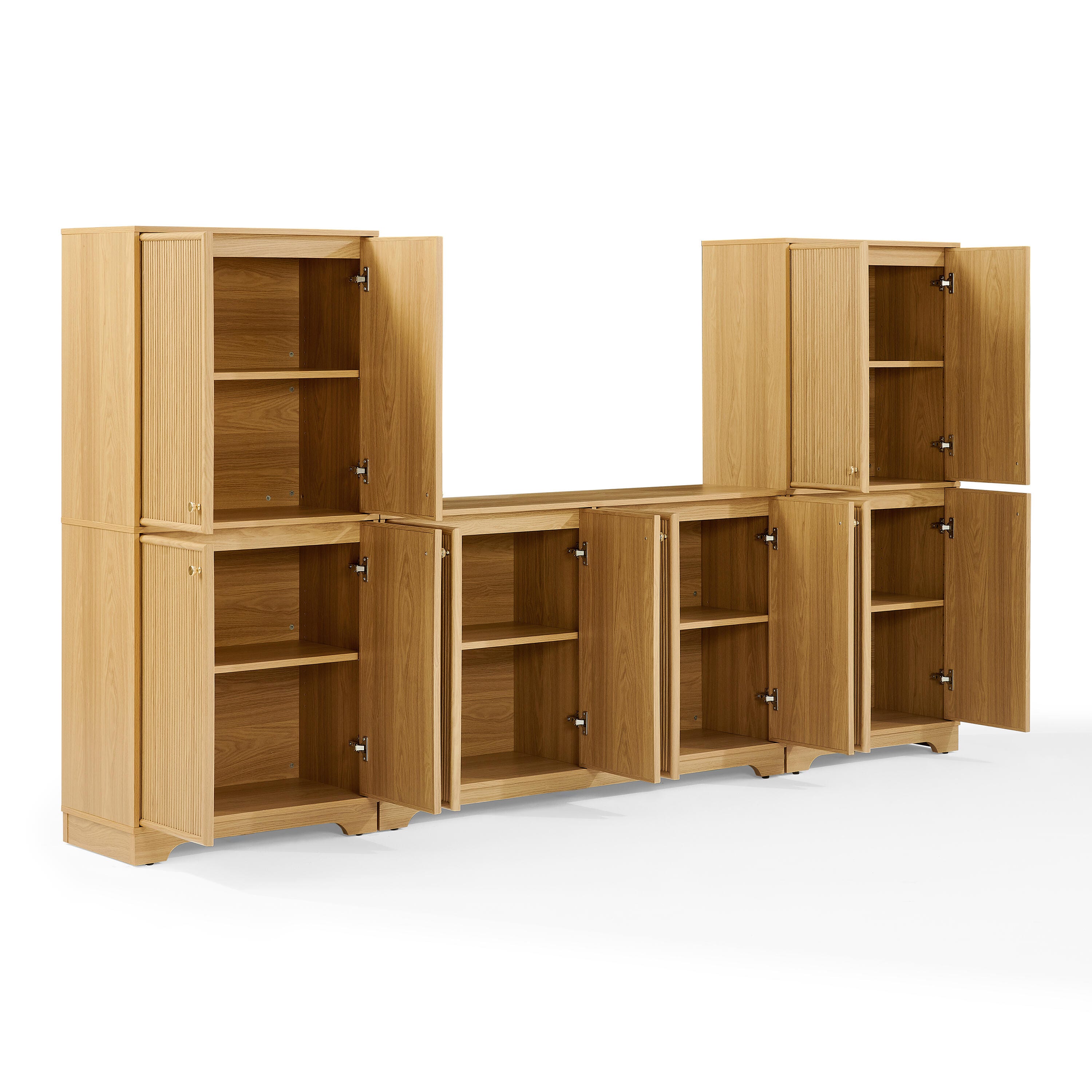 Crosley Furniture Naomi 3-Piece Sideboard And Pantry Set, White Oak, large