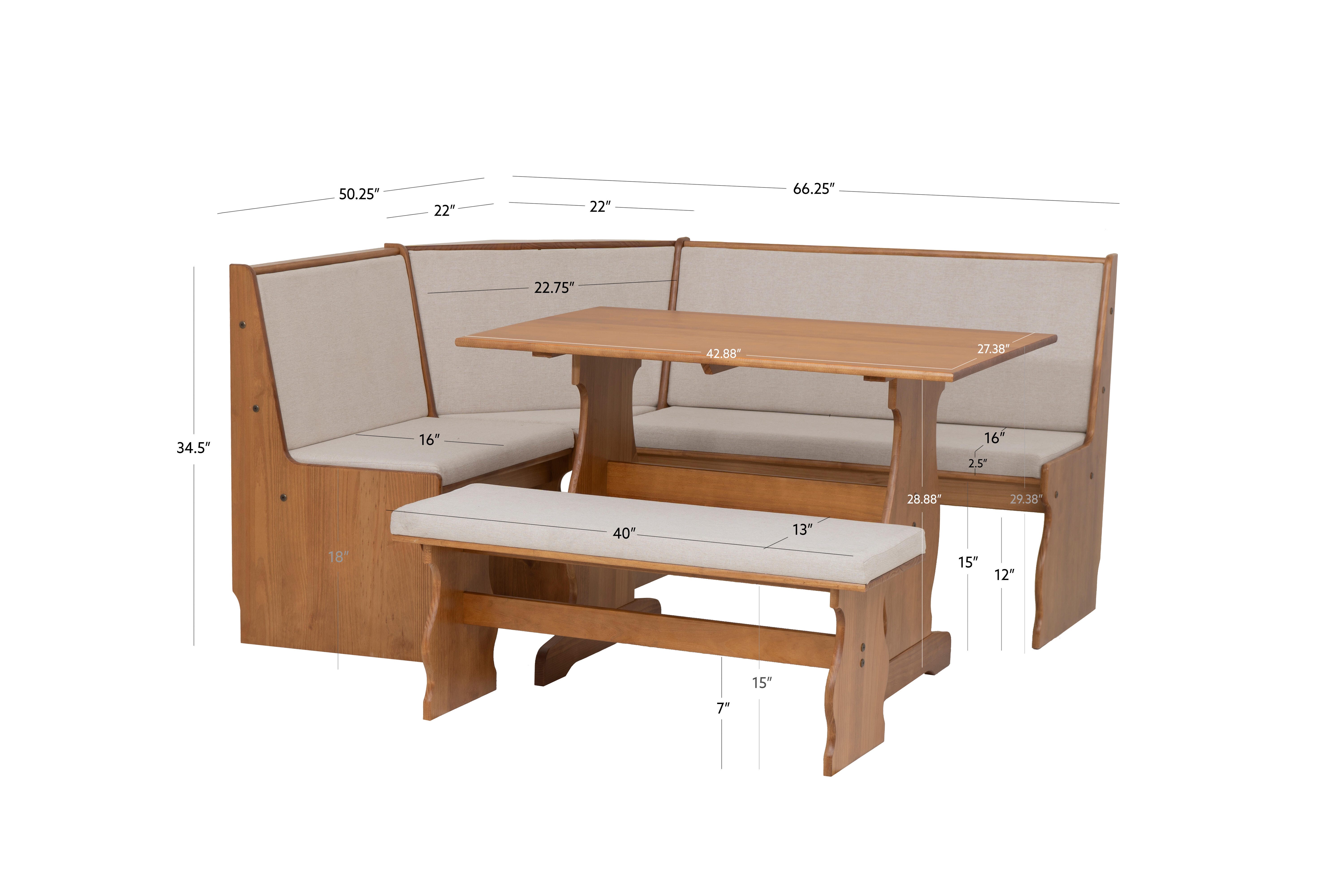 Linon Corner Nook Dining Set, , large