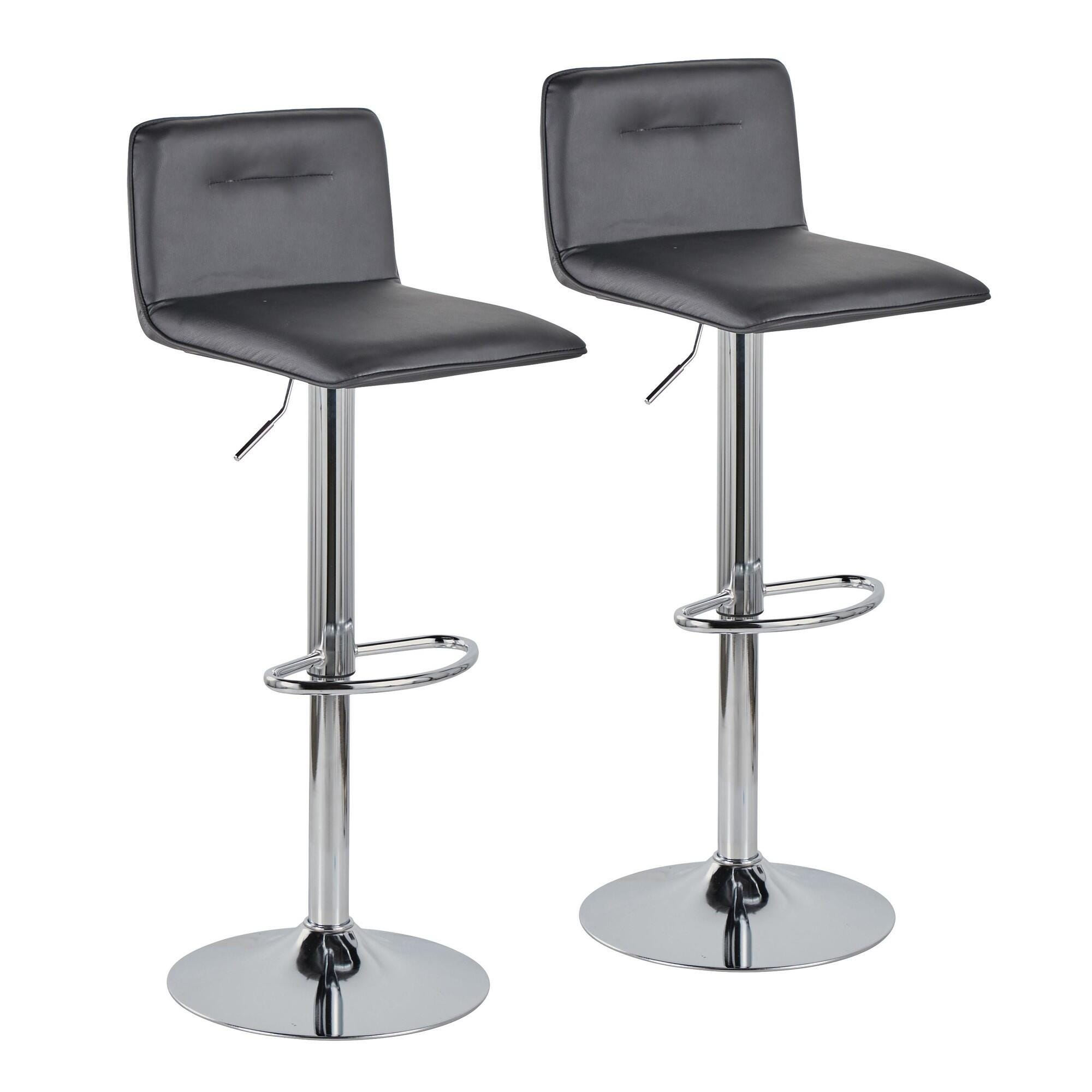 LumiSource Casper Adjustable Bar Height Bar Stool (Set of 2), Black/Chrome, large