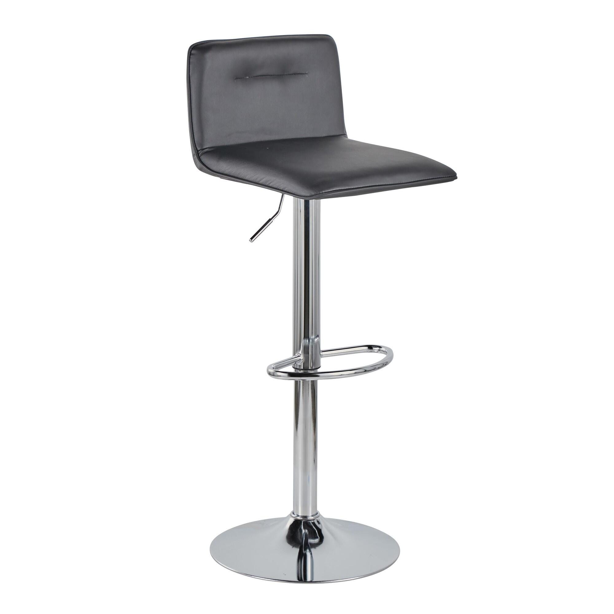 LumiSource Casper Adjustable Bar Height Bar Stool (Set of 2), Black/Chrome, large