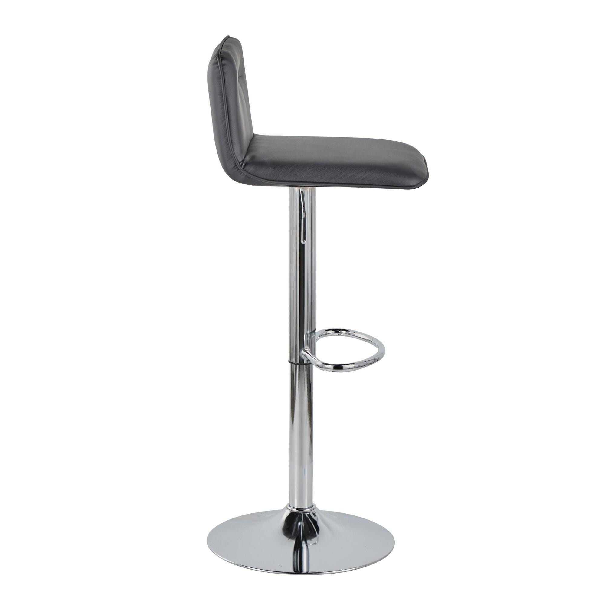 LumiSource Casper Adjustable Bar Height Bar Stool (Set of 2), Black/Chrome, large