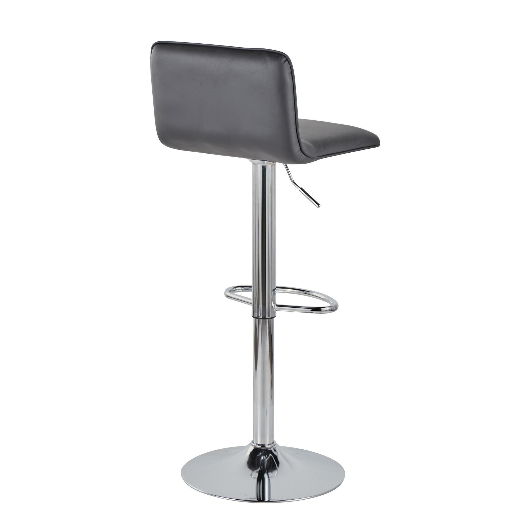 LumiSource Casper Adjustable Bar Height Bar Stool (Set of 2), Black/Chrome, large