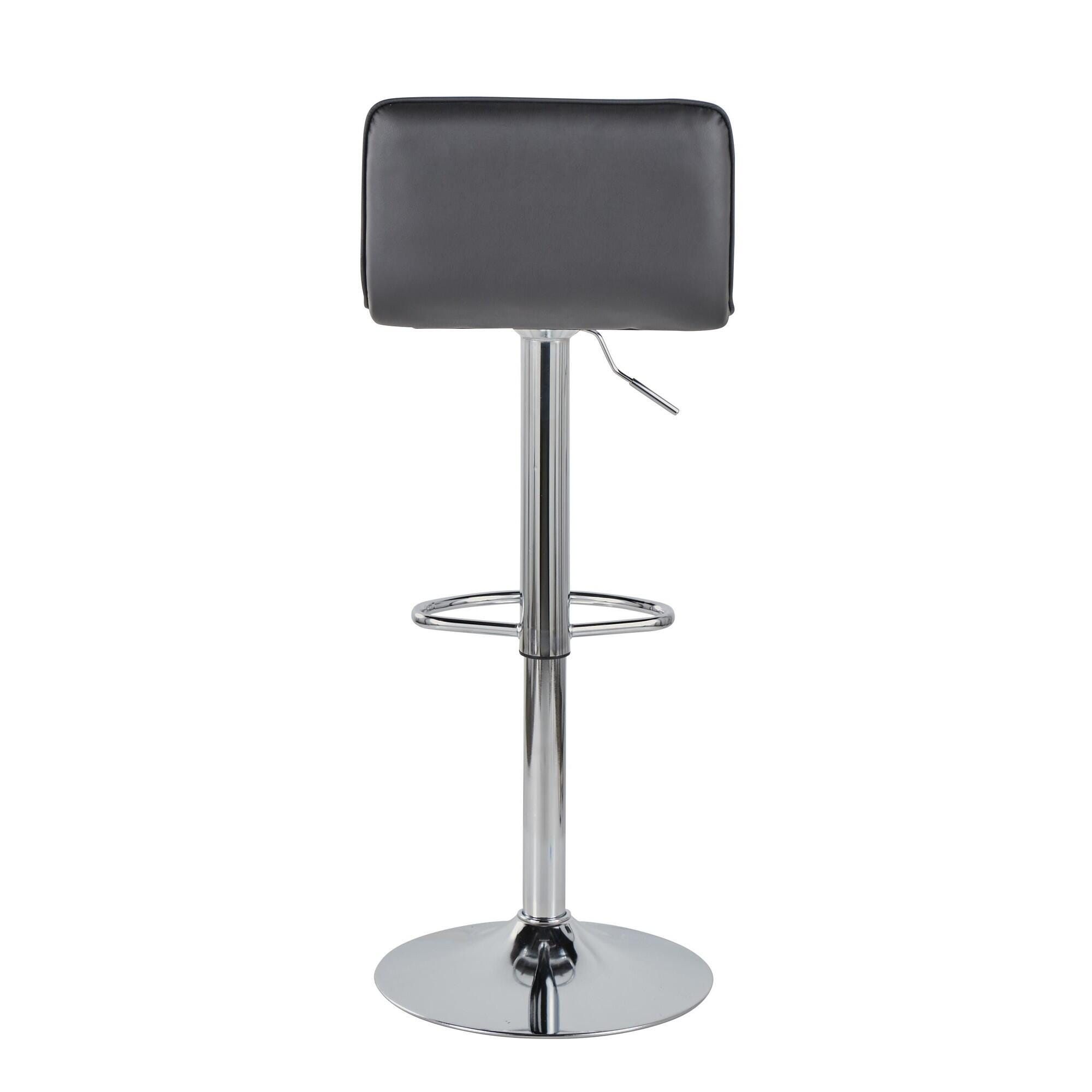 LumiSource Casper Adjustable Bar Height Bar Stool (Set of 2), Black/Chrome, large