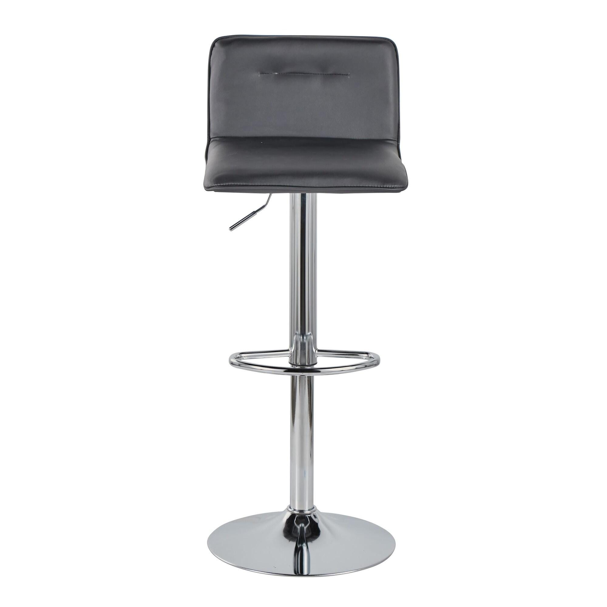 LumiSource Casper Adjustable Bar Height Bar Stool (Set of 2), Black/Chrome, large
