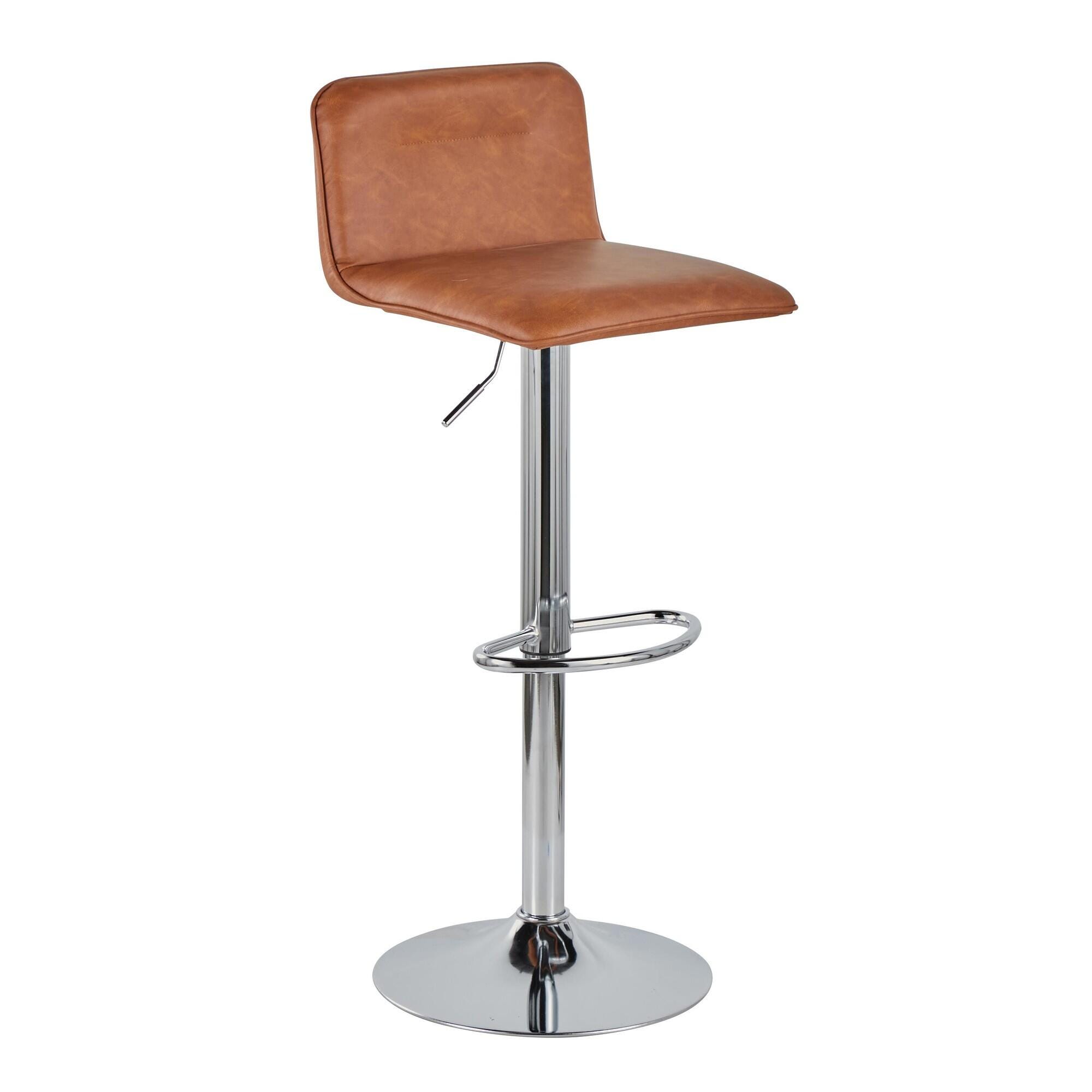 LumiSource Casper Adjustable Bar Height Bar Stool (Set of 2), Camel/Chrome, large