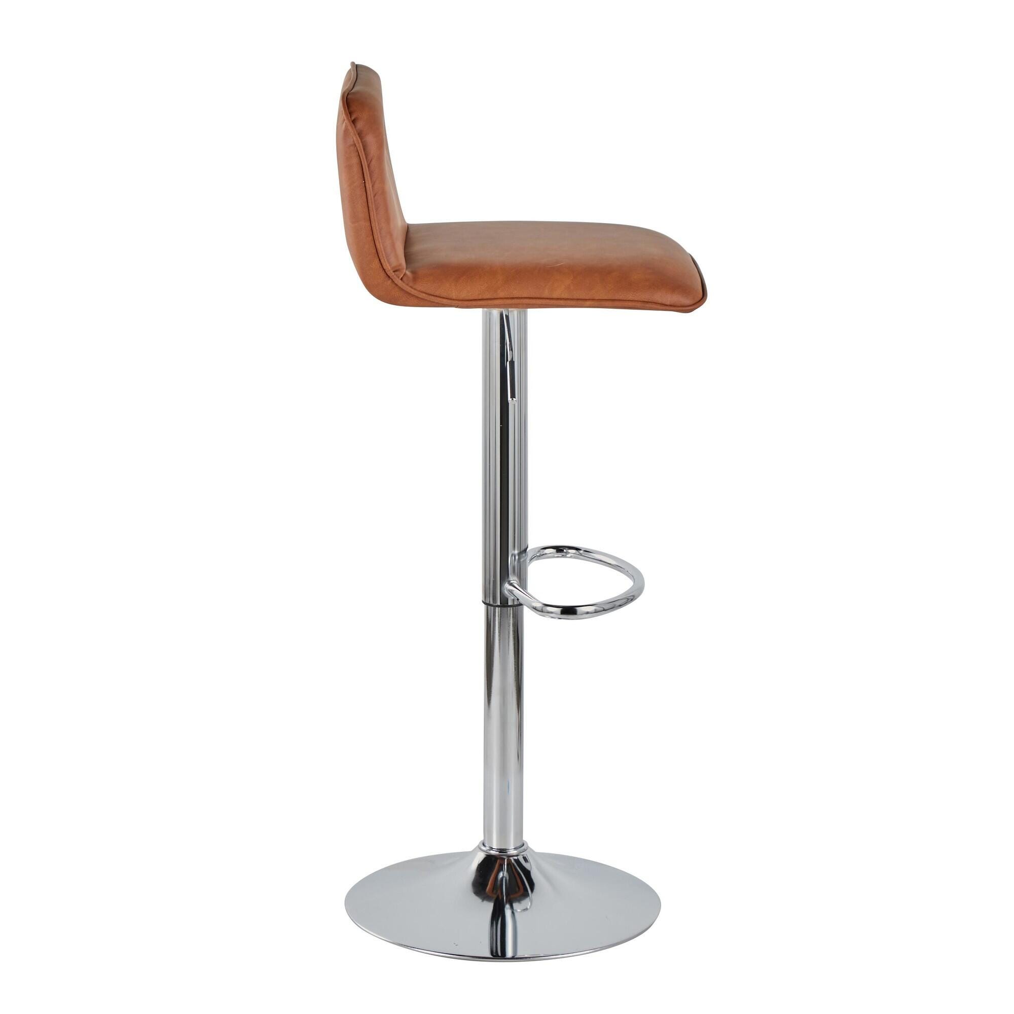 LumiSource Casper Adjustable Bar Height Bar Stool (Set of 2), Camel/Chrome, large