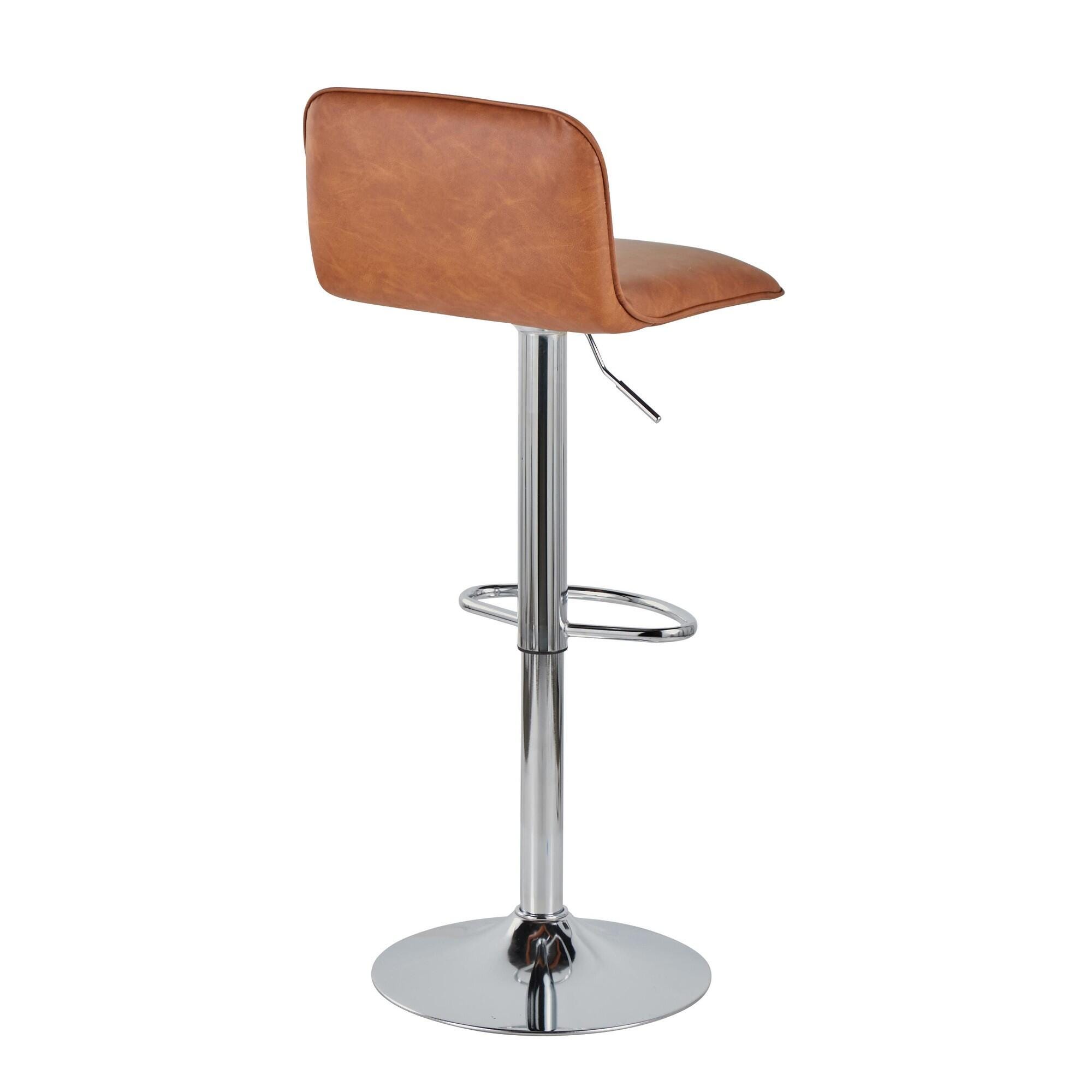LumiSource Casper Adjustable Bar Height Bar Stool (Set of 2), Camel/Chrome, large