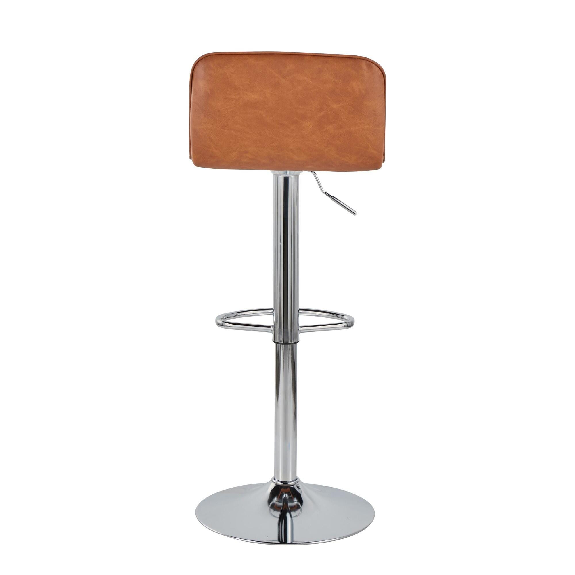 LumiSource Casper Adjustable Bar Height Bar Stool (Set of 2), Camel/Chrome, large