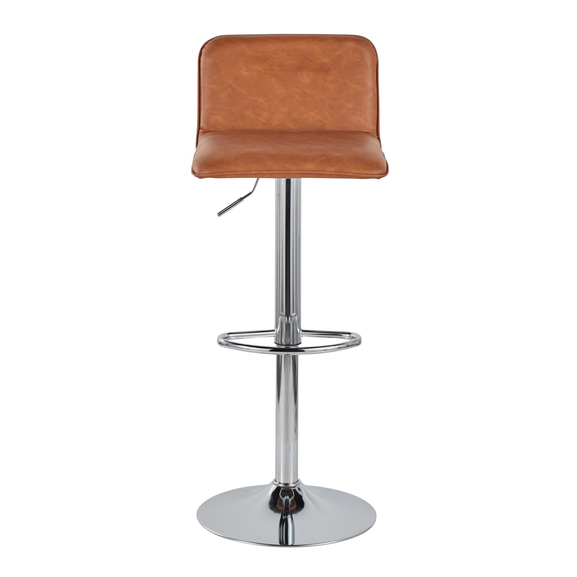 LumiSource Casper Adjustable Bar Height Bar Stool (Set of 2), Camel/Chrome, large
