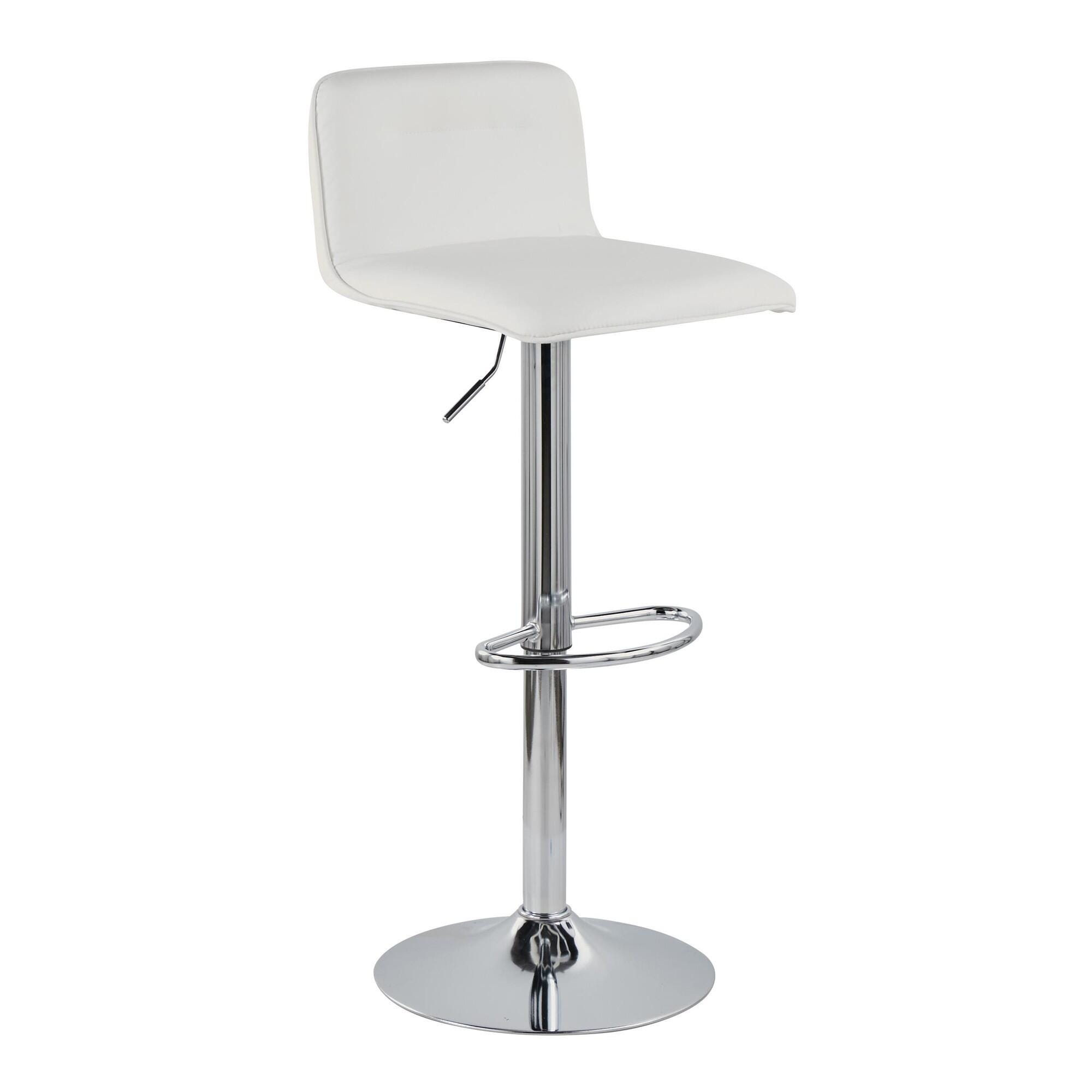 LumiSource Casper Adjustable Bar Height Bar Stool (Set of 2), White/Chrome, large