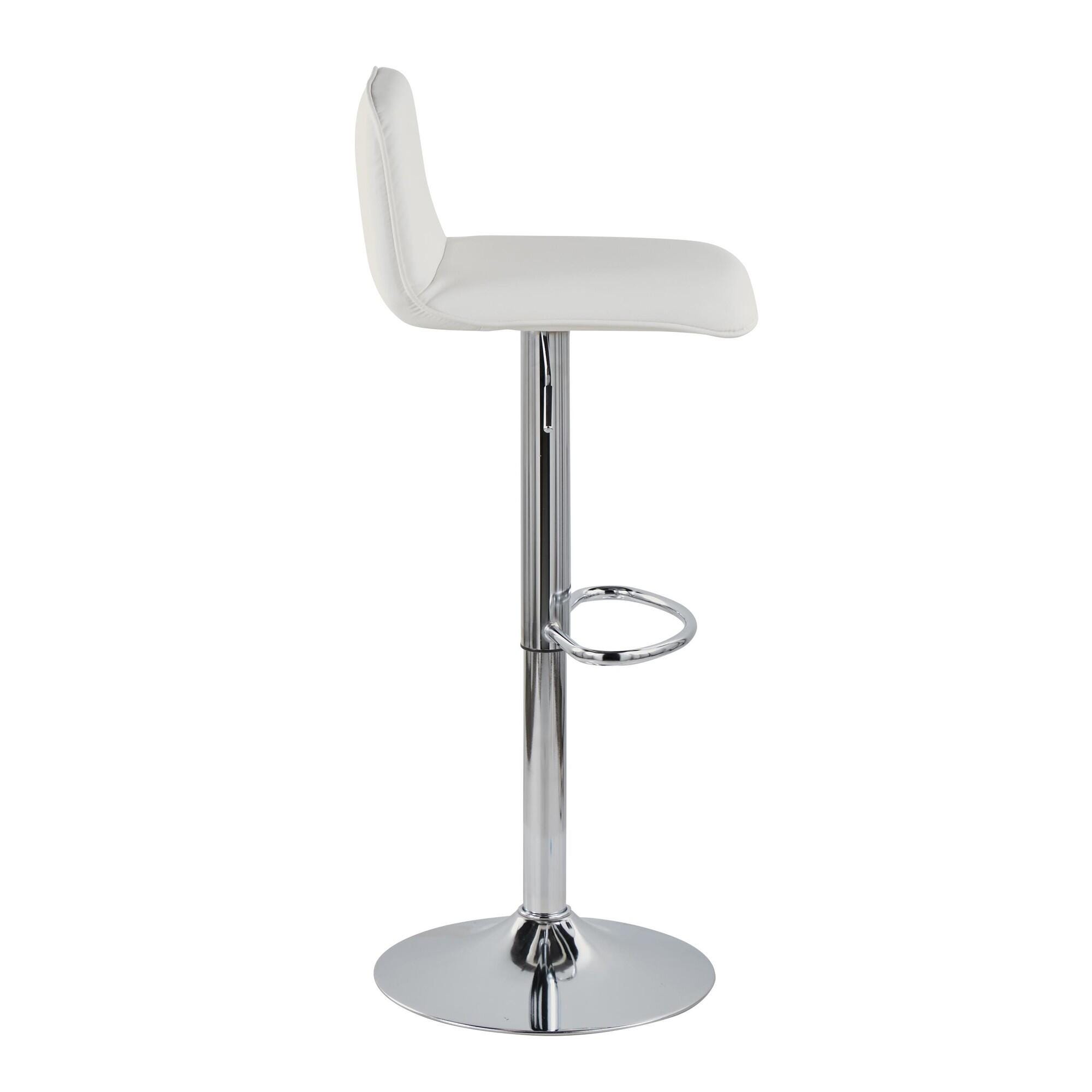 LumiSource Casper Adjustable Bar Height Bar Stool (Set of 2), White/Chrome, large