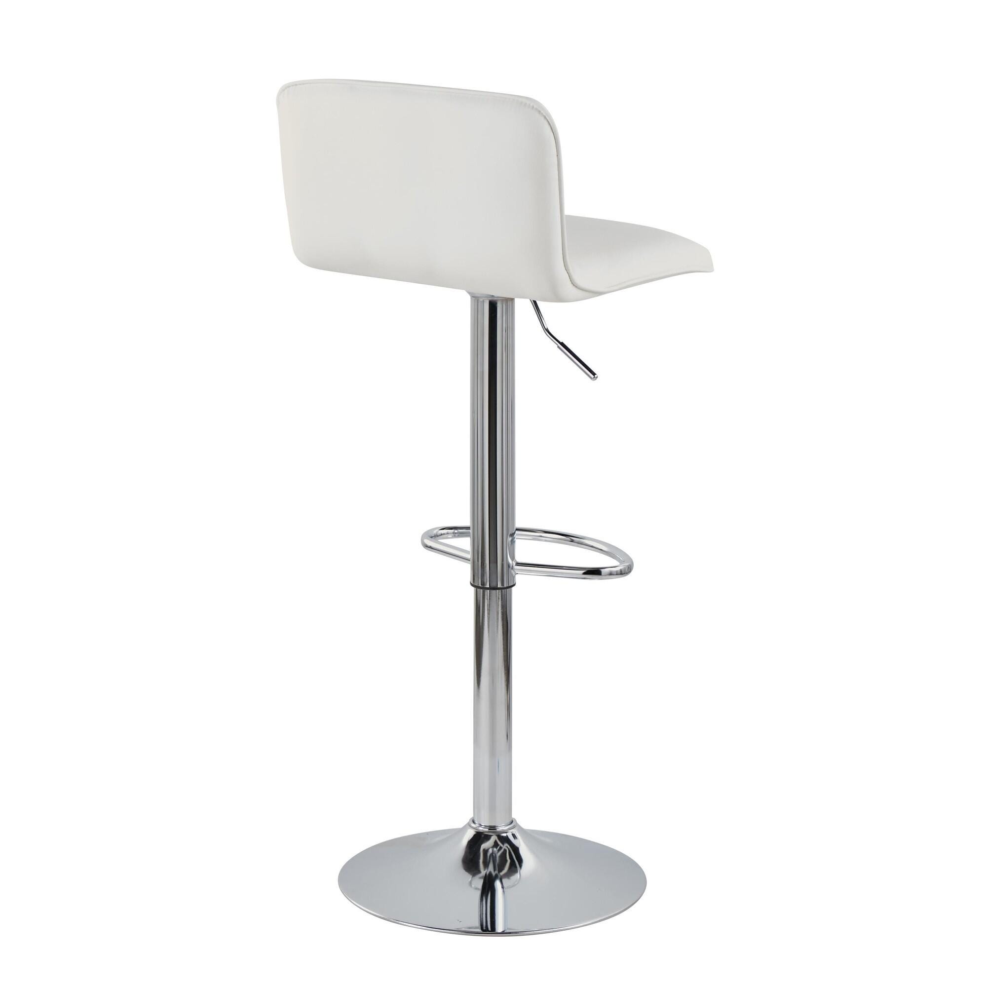 LumiSource Casper Adjustable Bar Height Bar Stool (Set of 2), White/Chrome, large