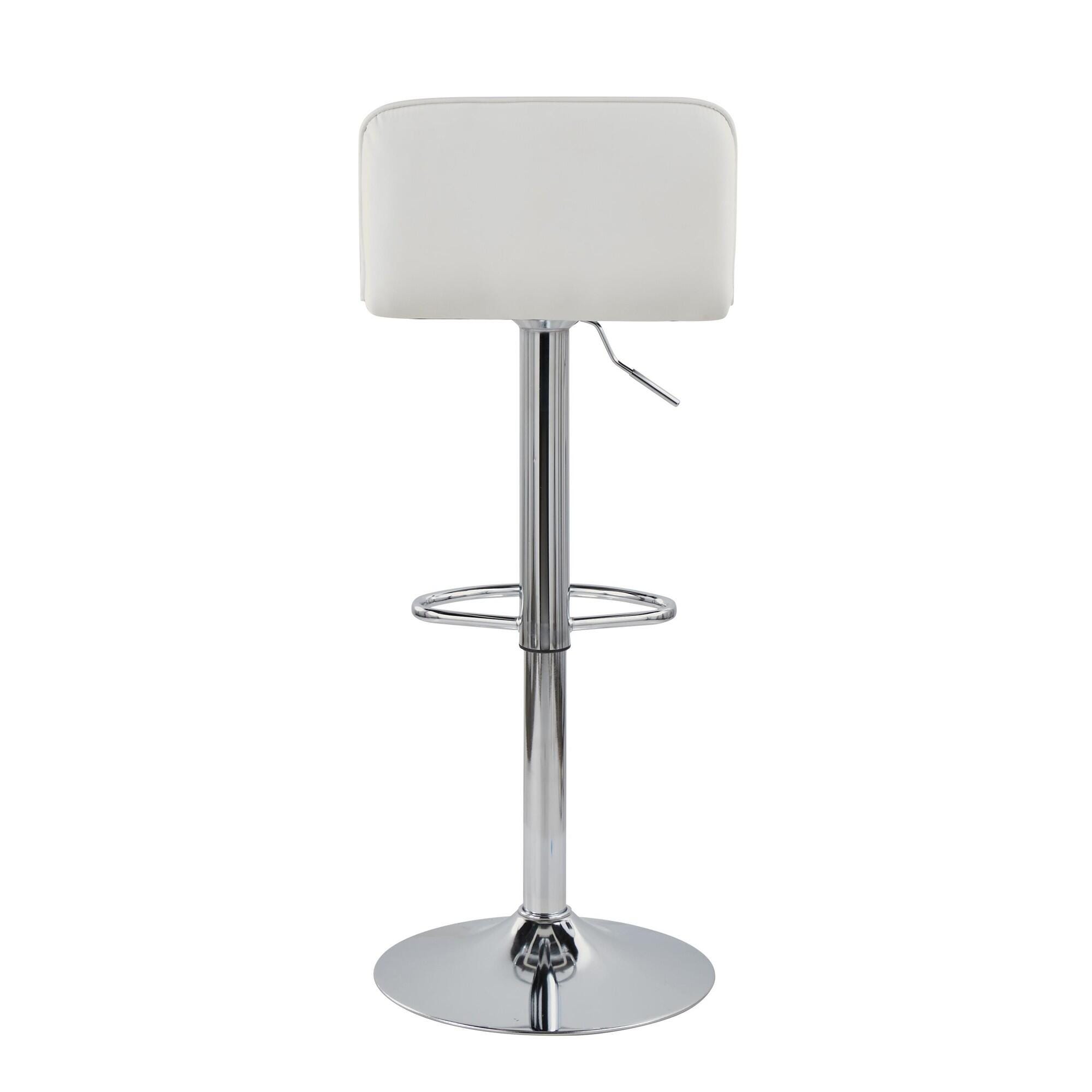 LumiSource Casper Adjustable Bar Height Bar Stool (Set of 2), White/Chrome, large