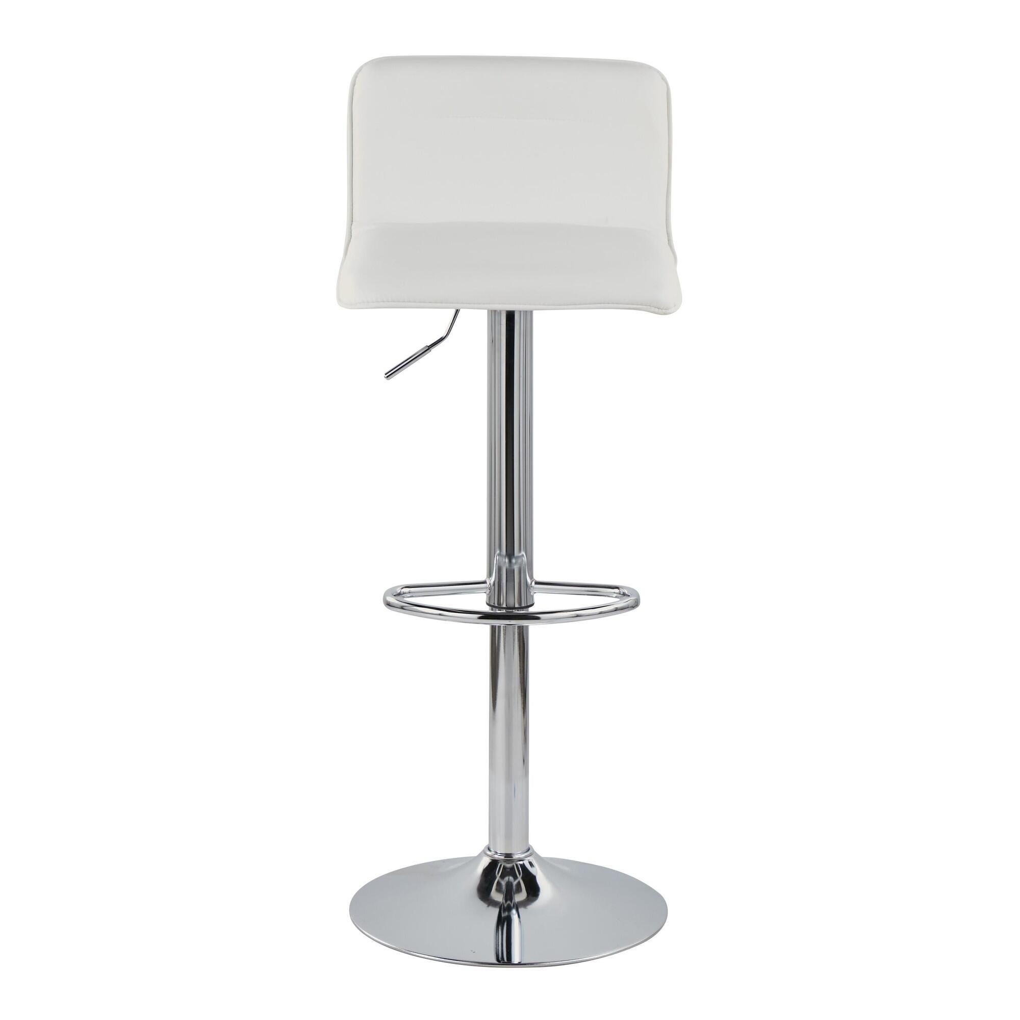 LumiSource Casper Adjustable Bar Height Bar Stool (Set of 2), White/Chrome, large