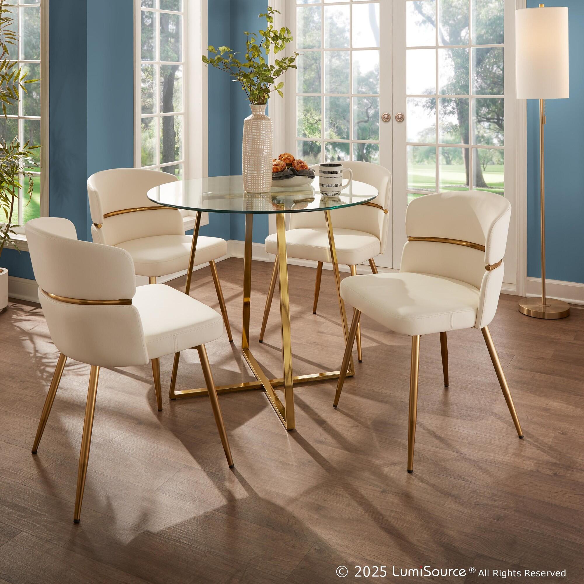 LumiSource Cosmo Dining Table, Clear/Gold, rollover