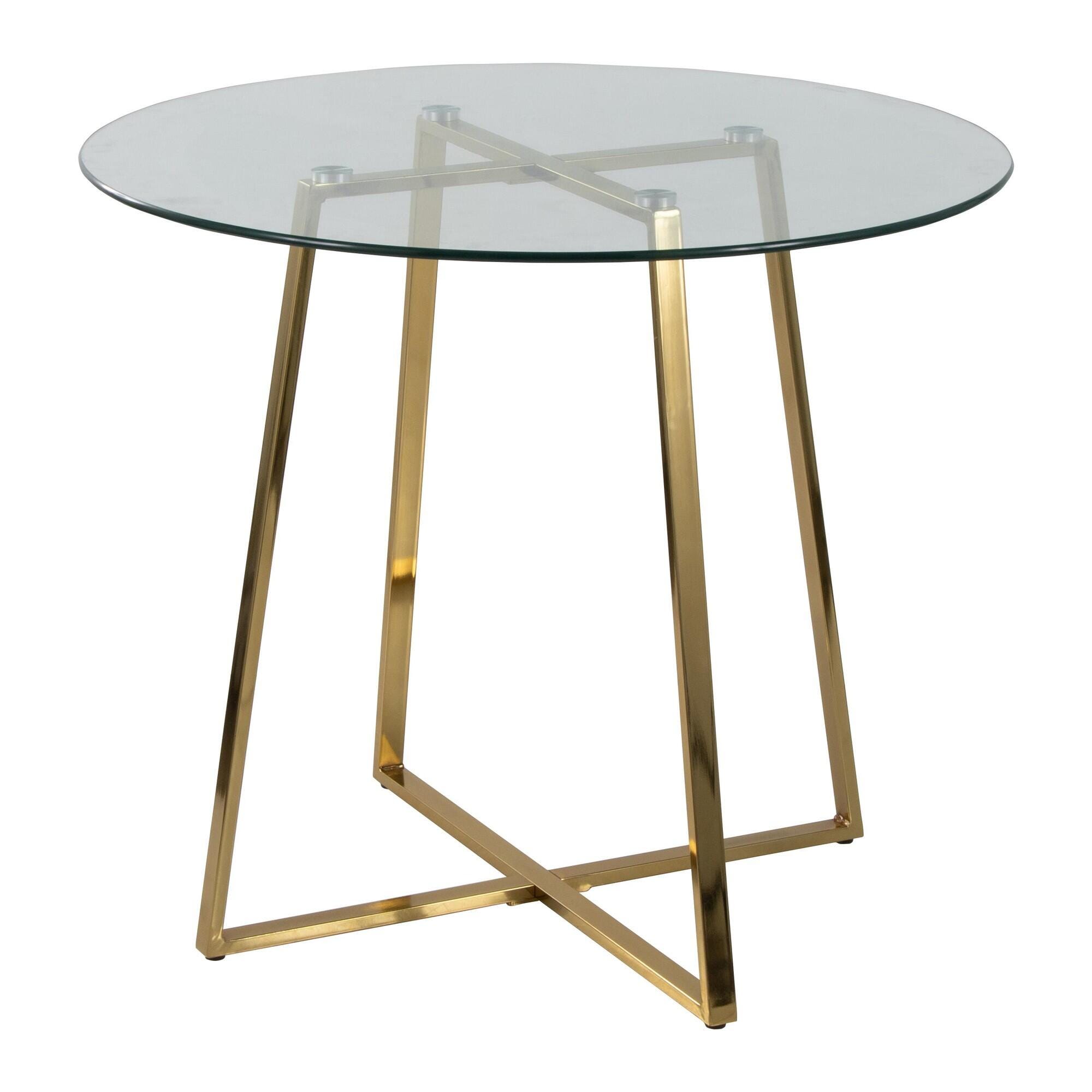 LumiSource Cosmo Dining Table, Clear/Gold, large