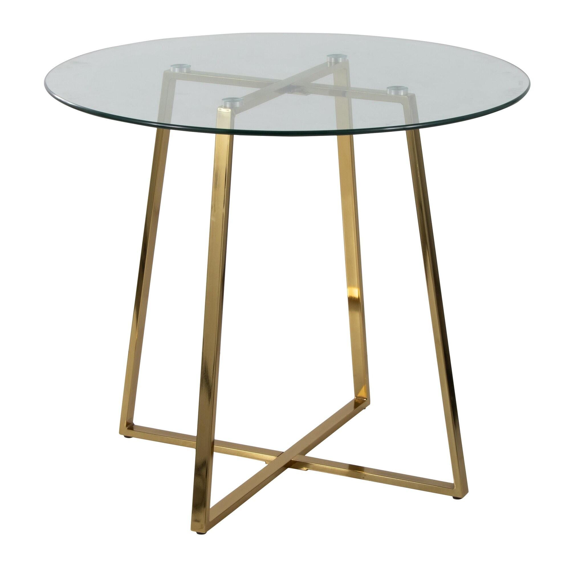 LumiSource Cosmo Dining Table, Clear/Gold, large