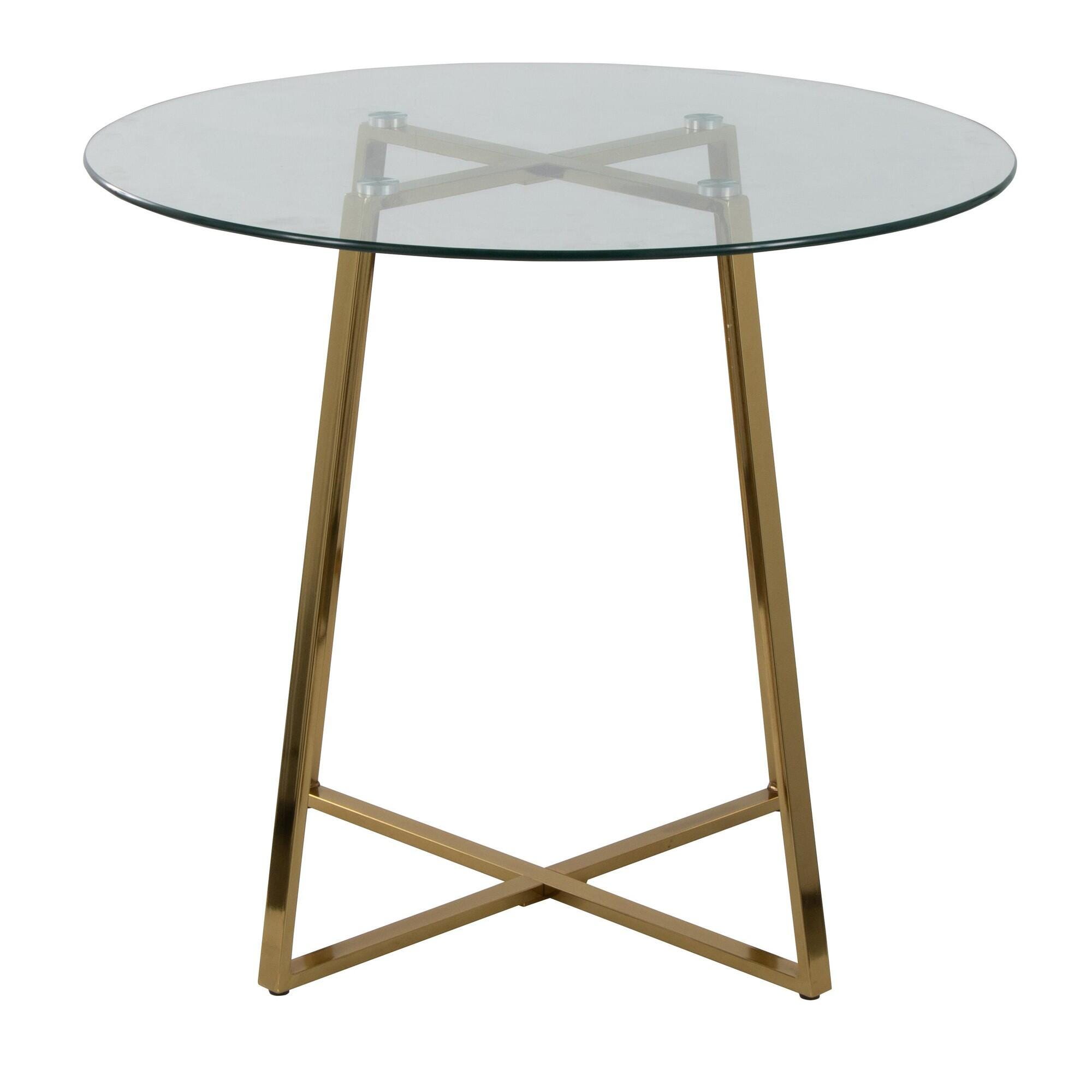 LumiSource Cosmo Dining Table, Clear/Gold, large