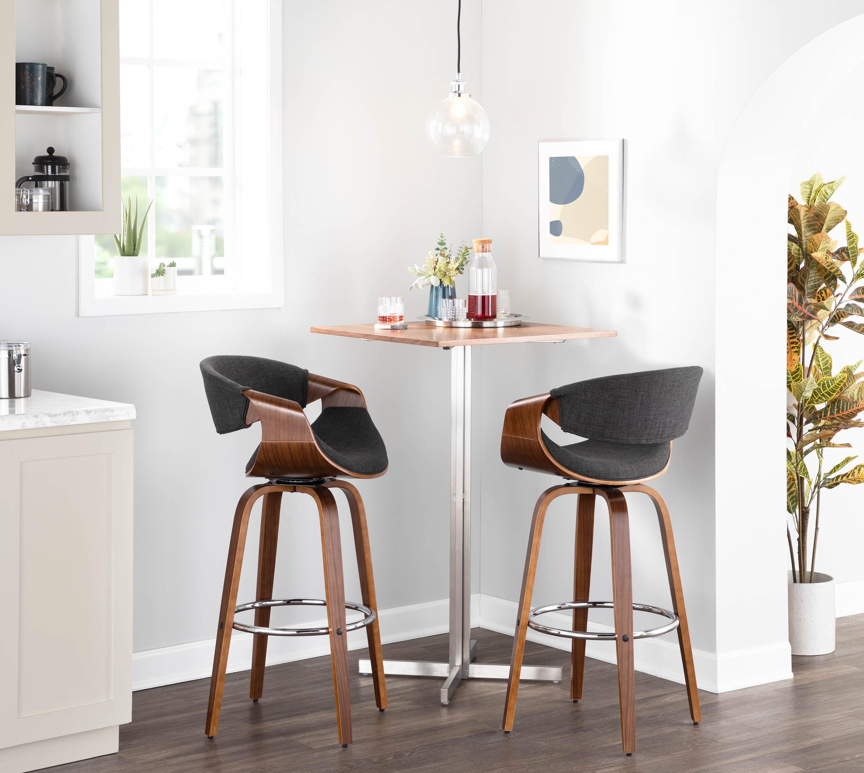 LumiSource Curvini Swivel Bar Height Bar Stool (Set of 2), , rollover