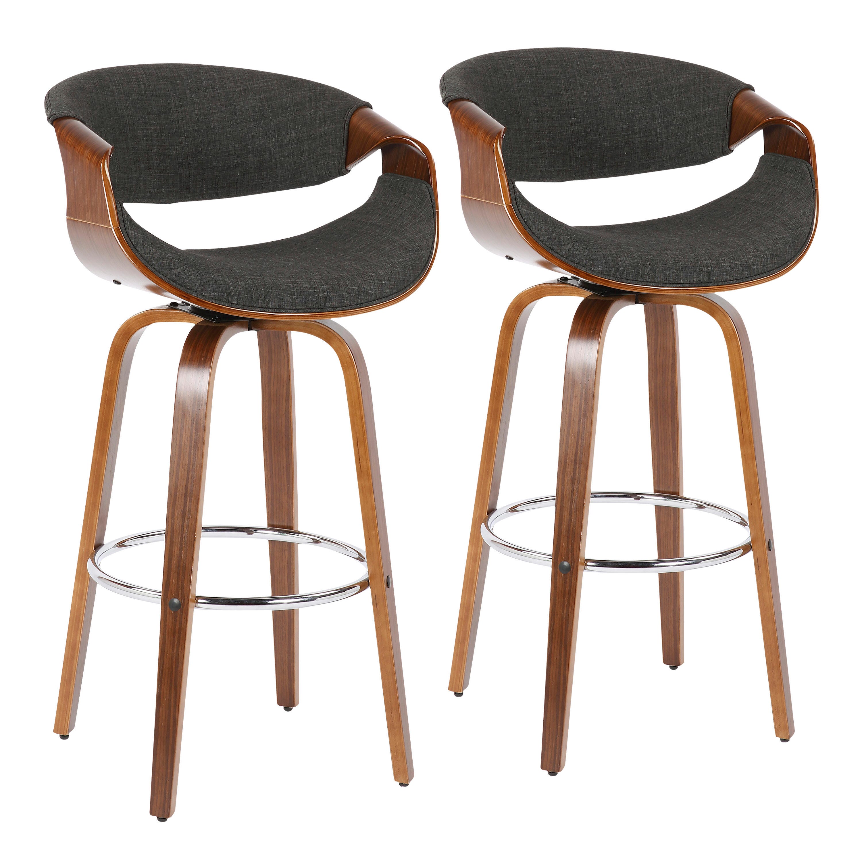 LumiSource Curvini Swivel Bar Height Bar Stool (Set of 2), , large