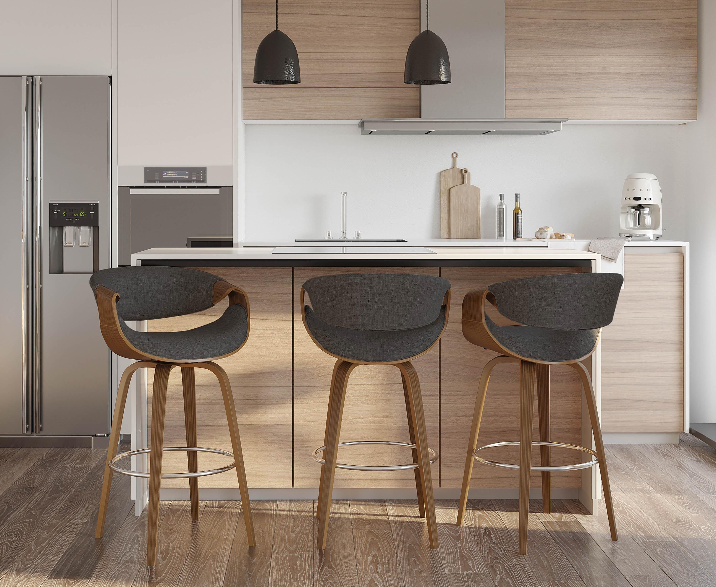 LumiSource Curvini Swivel Bar Height Bar Stool (Set of 2), , large