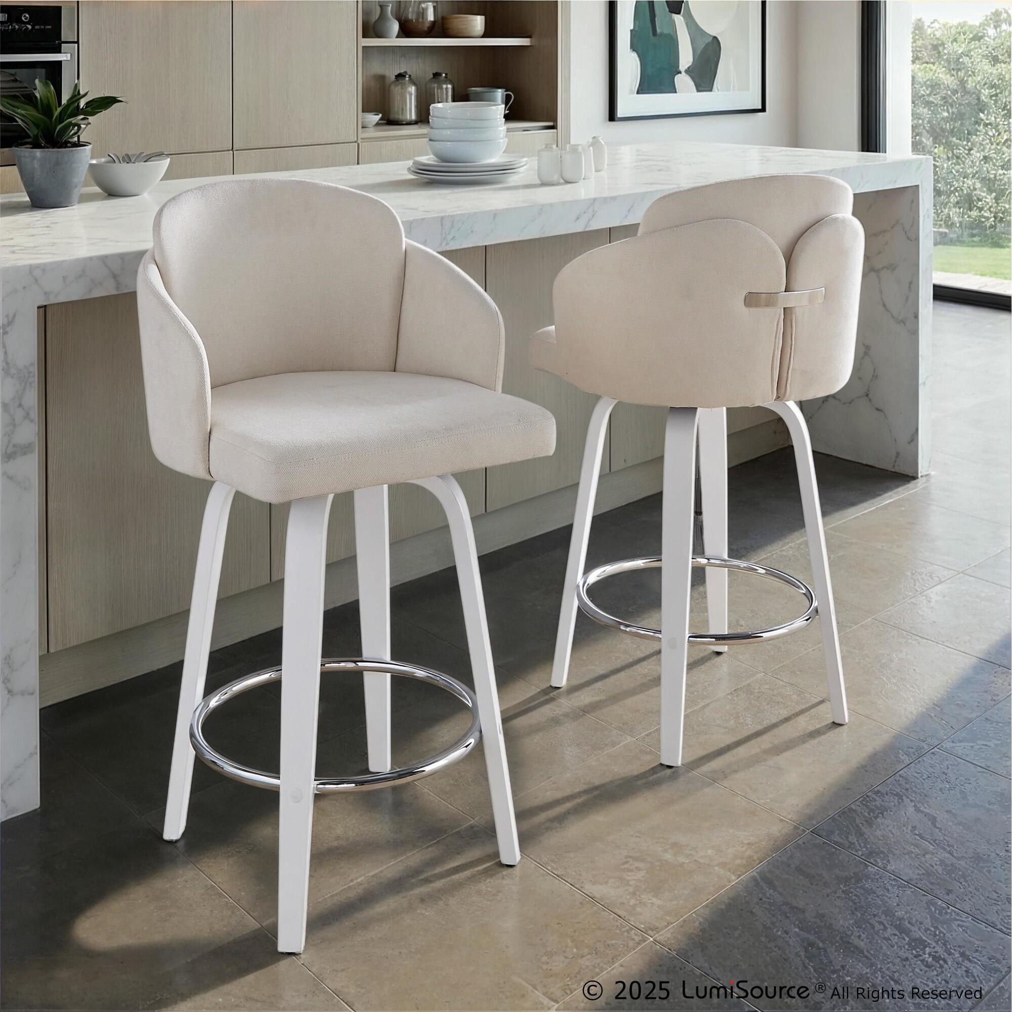 LumiSource Dahlia Counter Height Bar Stool (Set of 2), Cream/White, rollover