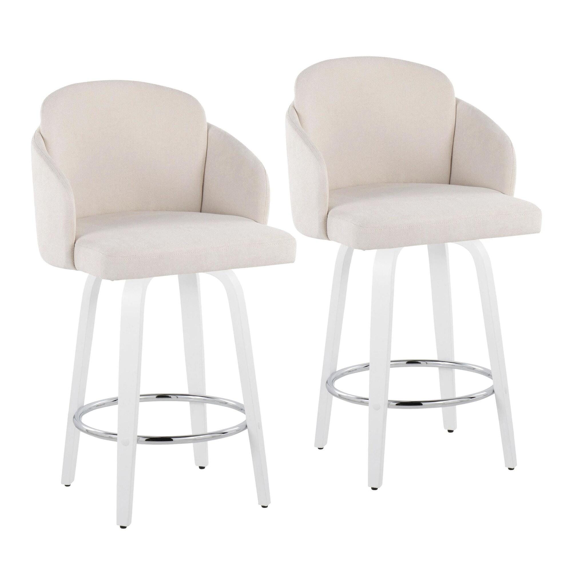 LumiSource Dahlia Counter Height Bar Stool (Set of 2), Cream/White, large