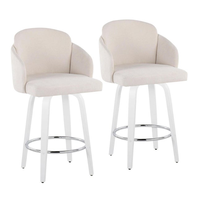 LumiSource Dahlia Counter Height Bar Stool (Set of 2), Cream/White