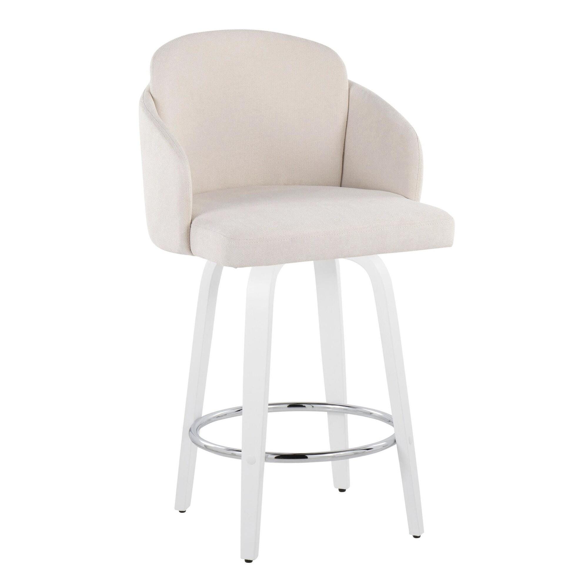 LumiSource Dahlia Counter Height Bar Stool (Set of 2), Cream/White, large