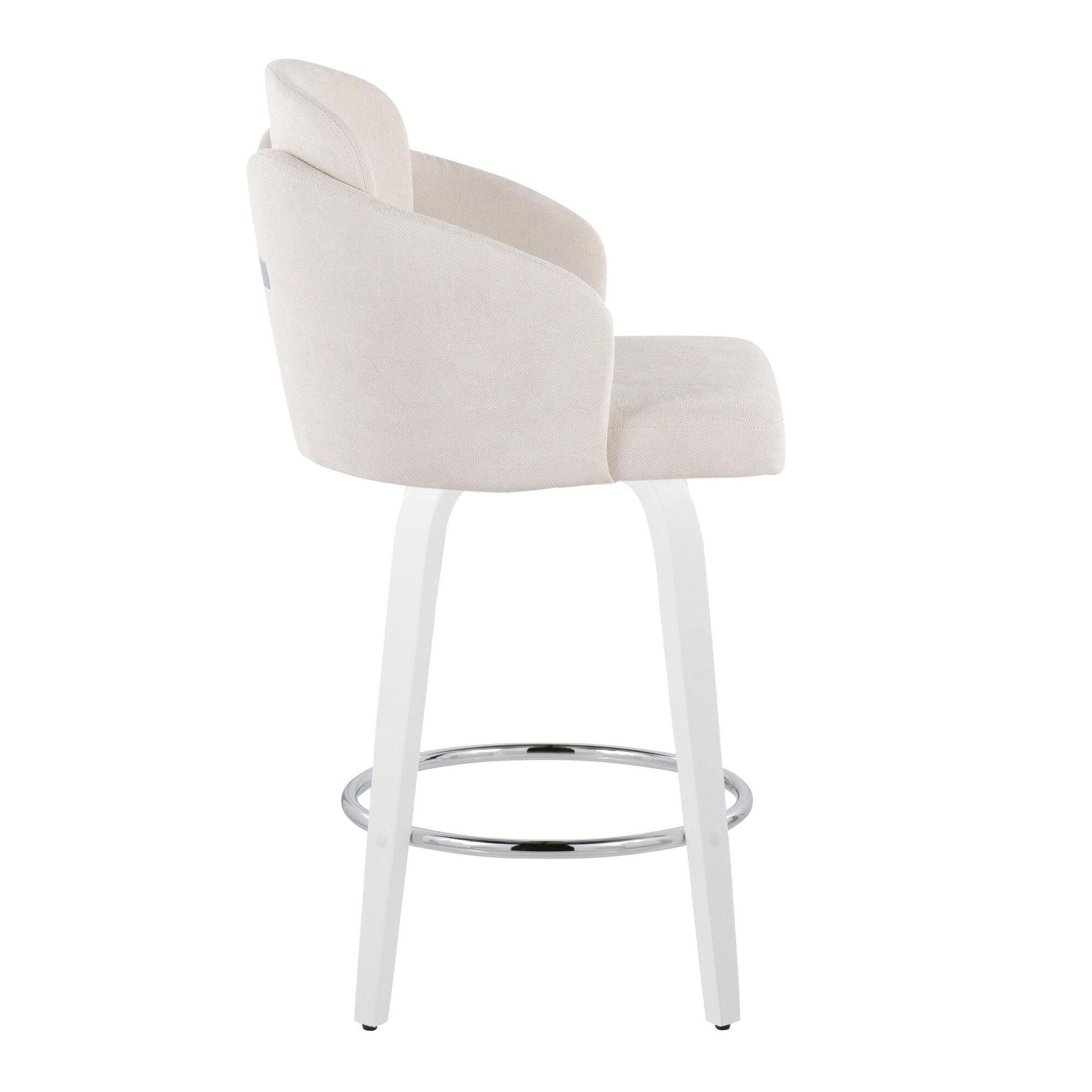 LumiSource Dahlia Counter Height Bar Stool (Set of 2), Cream/White, large