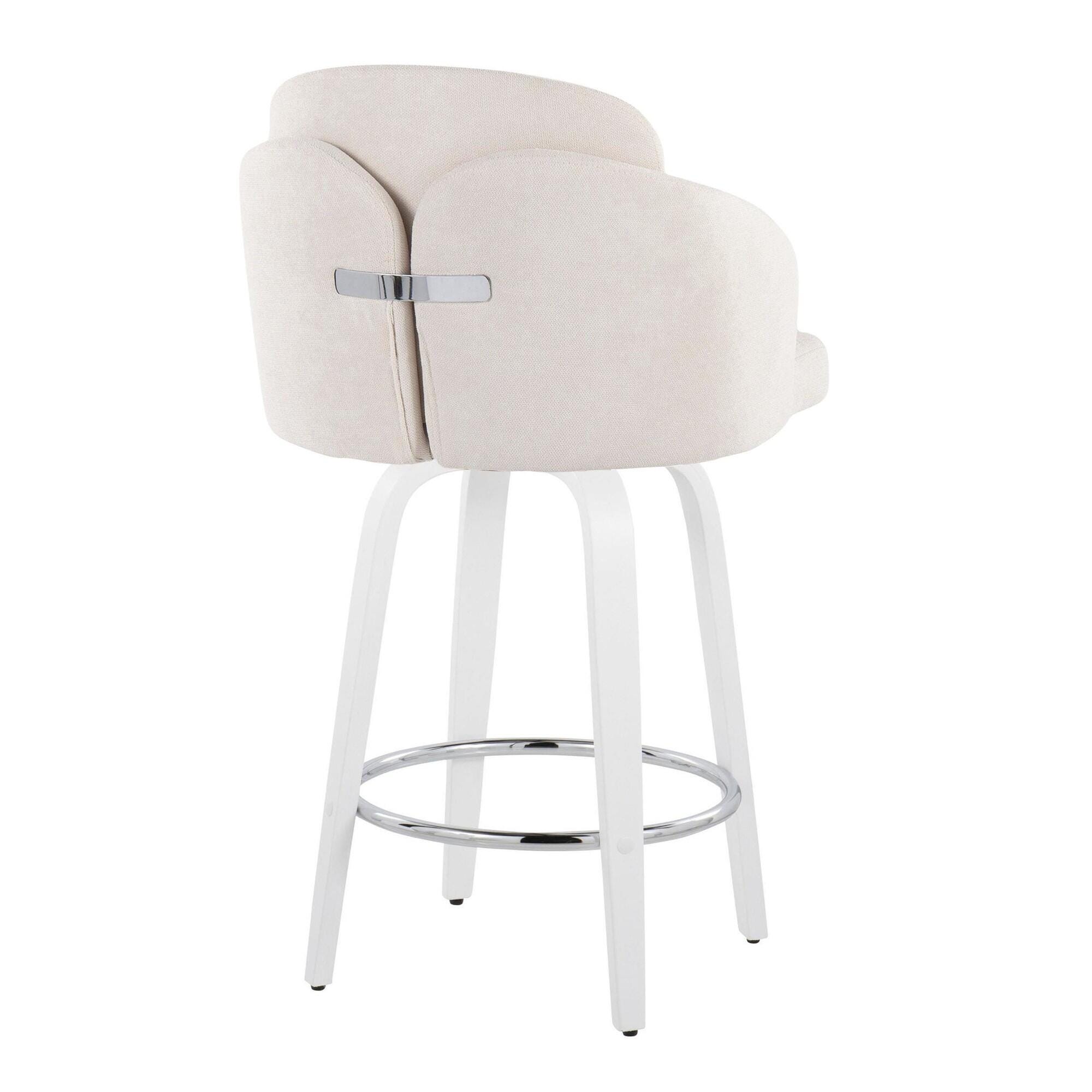 LumiSource Dahlia Counter Height Bar Stool (Set of 2), Cream/White, large