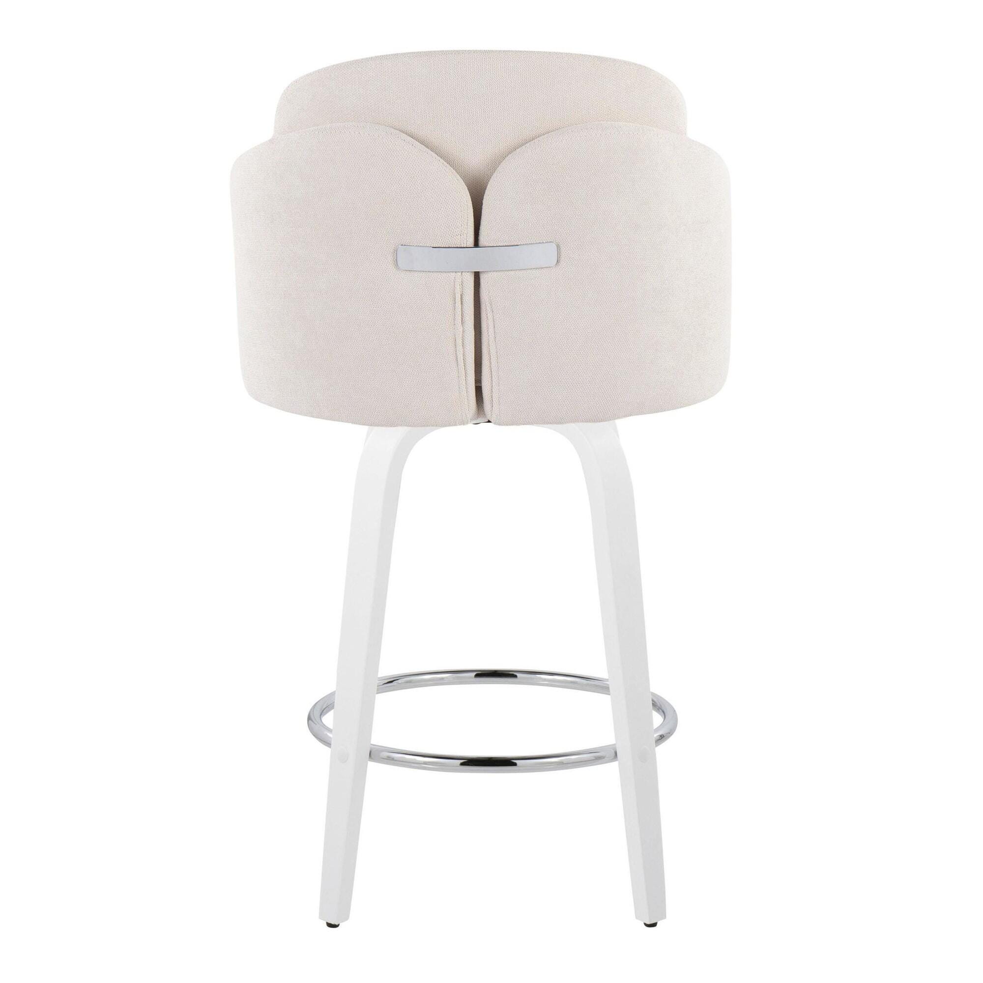 LumiSource Dahlia Counter Height Bar Stool (Set of 2), Cream/White, large