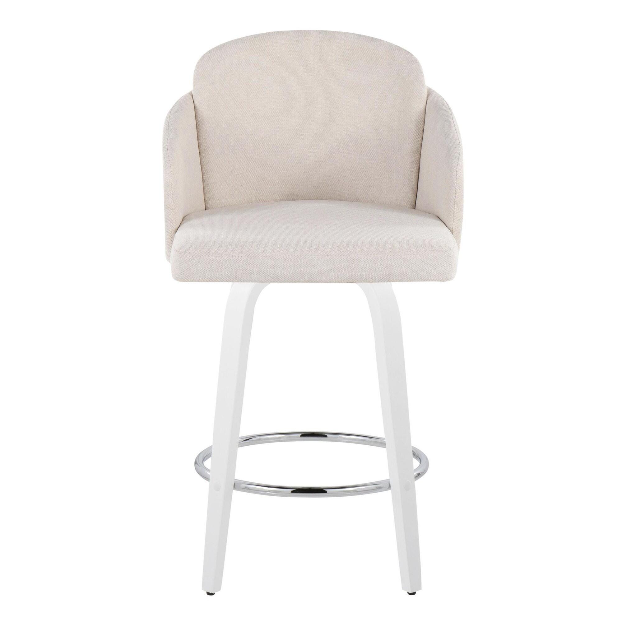 LumiSource Dahlia Counter Height Bar Stool (Set of 2), Cream/White, large