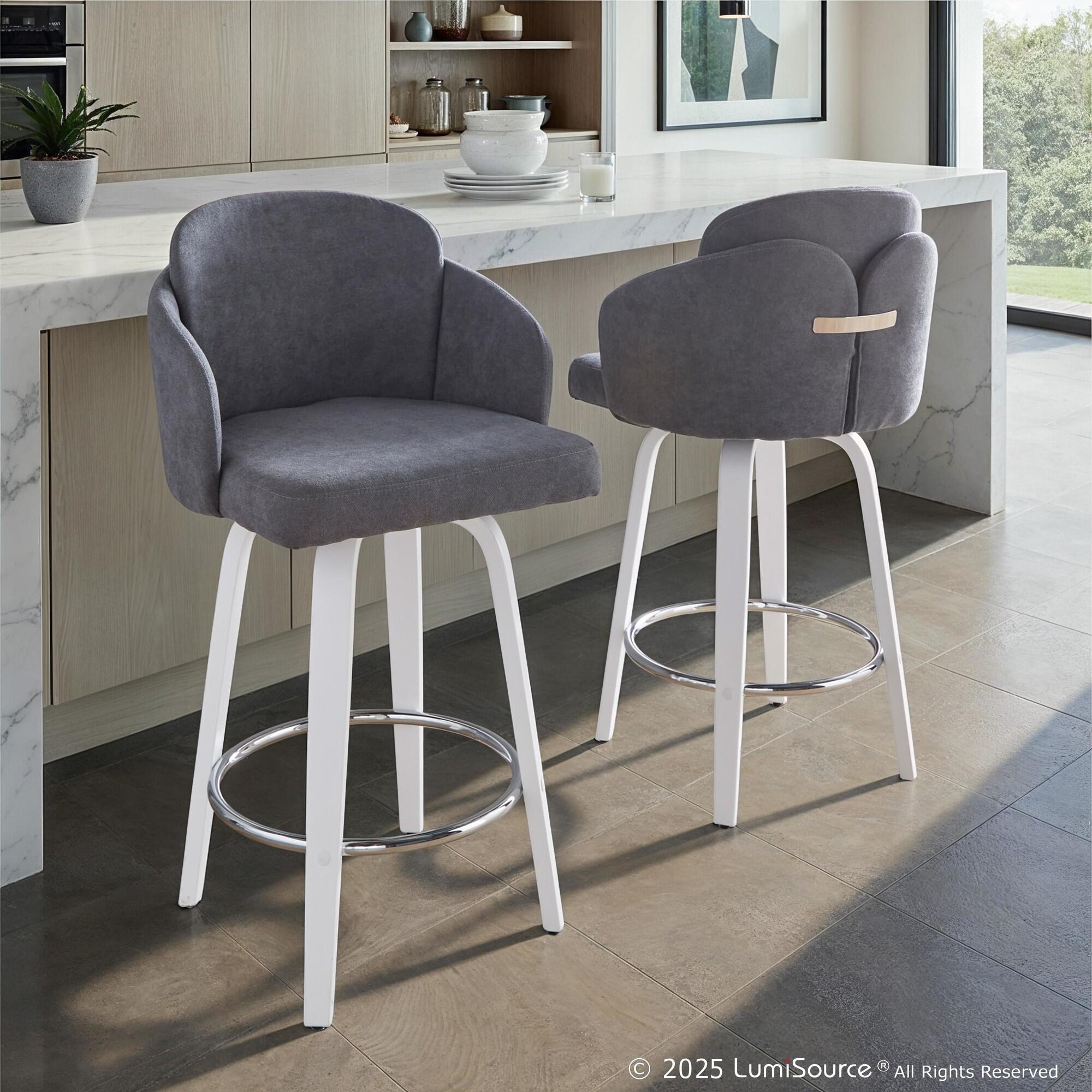 LumiSource Dahlia Counter Height Bar Stool (Set of 2), Gray/White, rollover